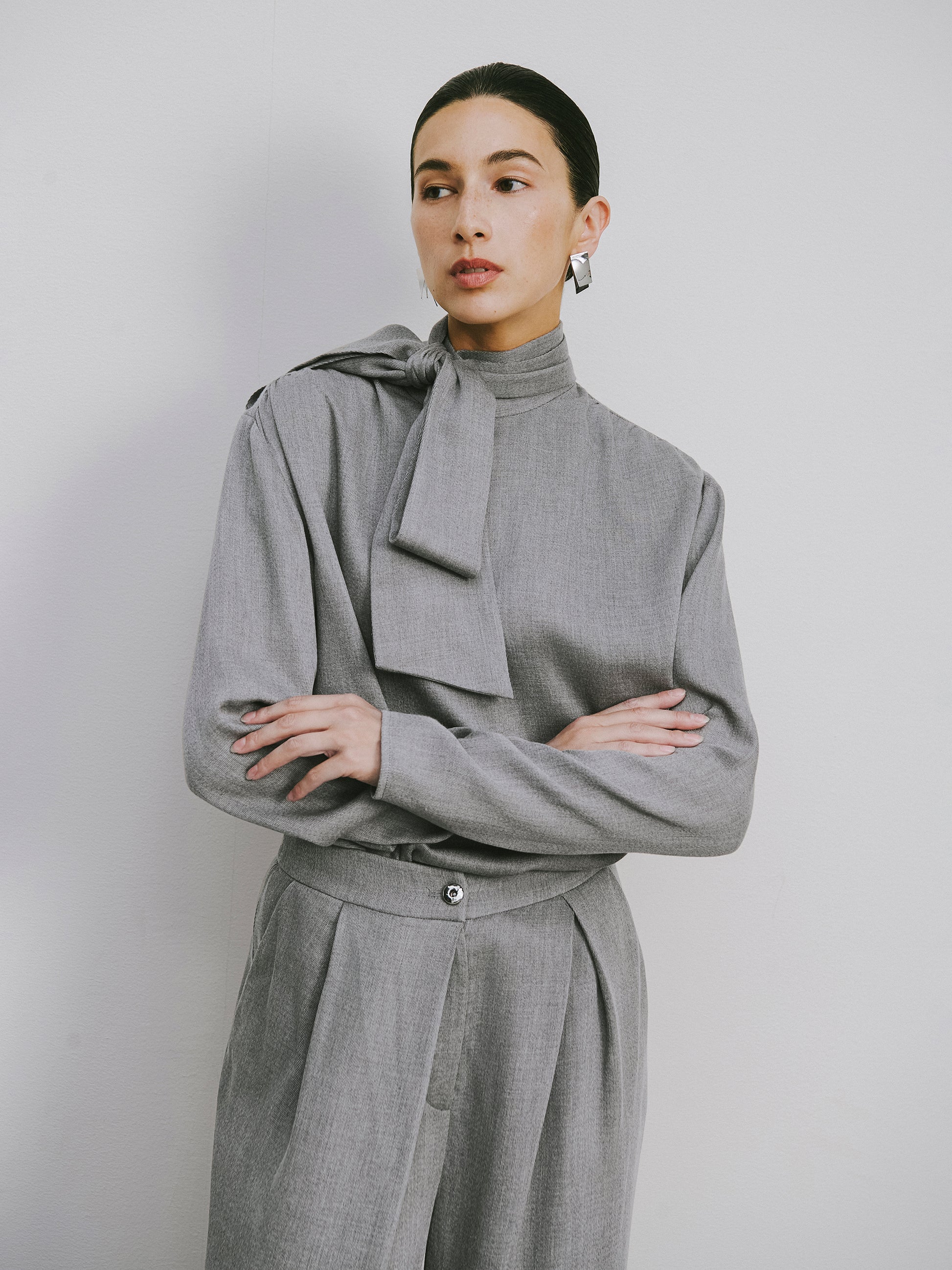 Draped Tie-Neck Top