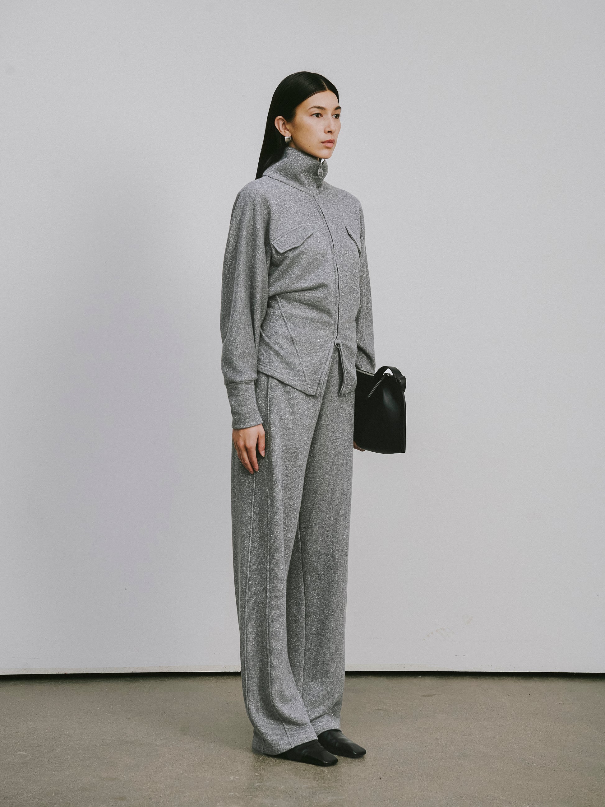 High-Neck Two-Way Zip Athletic Jacket