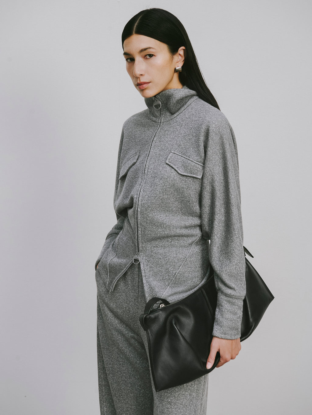 High-Neck Two-Way Zip Athletic Jacket