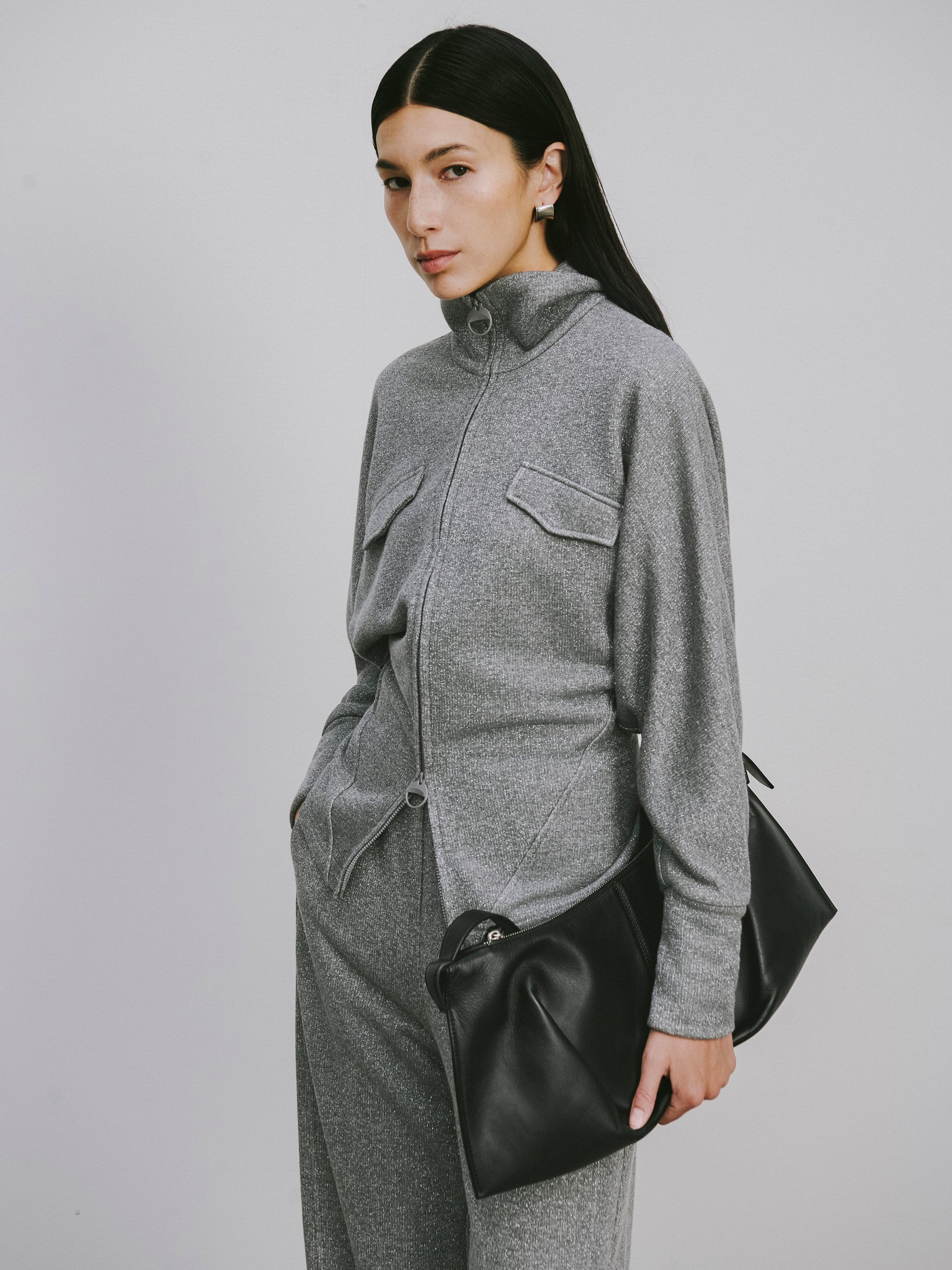 High-Neck Two-Way Zip Athletic Jacket