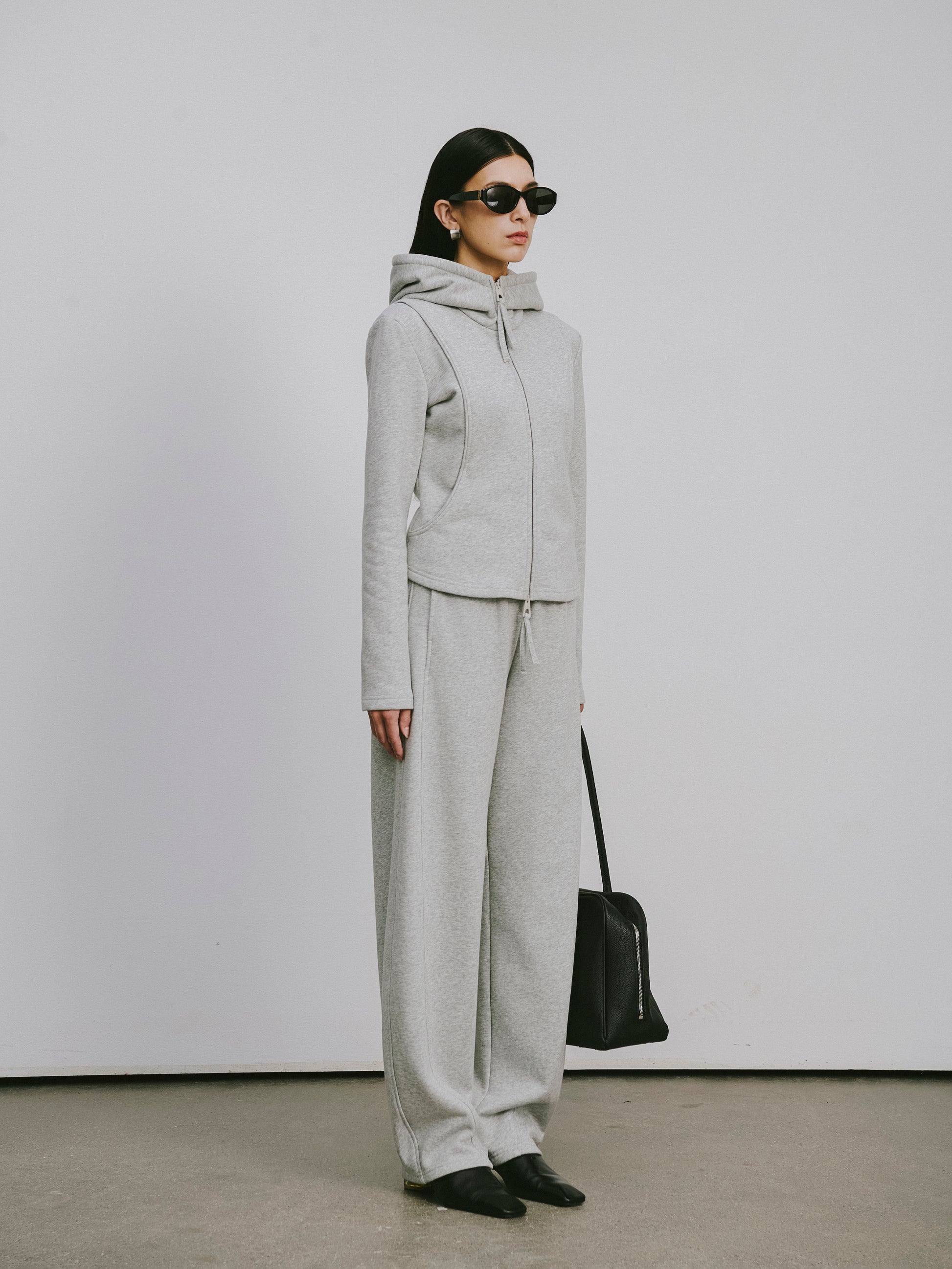 Zip-Front Hooded Sweatshirt Jacket