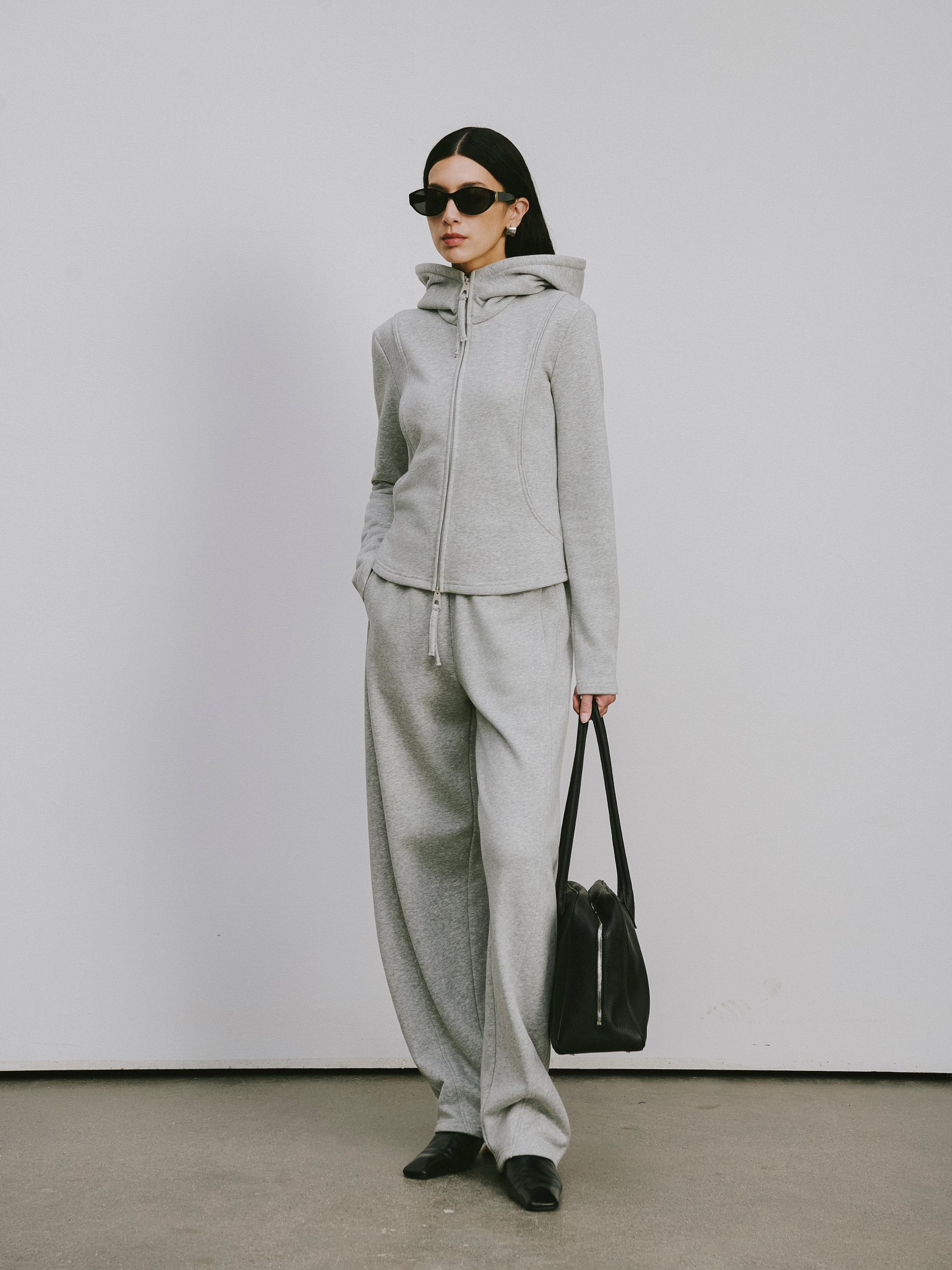 Curved Hem Athletic Sweatpants