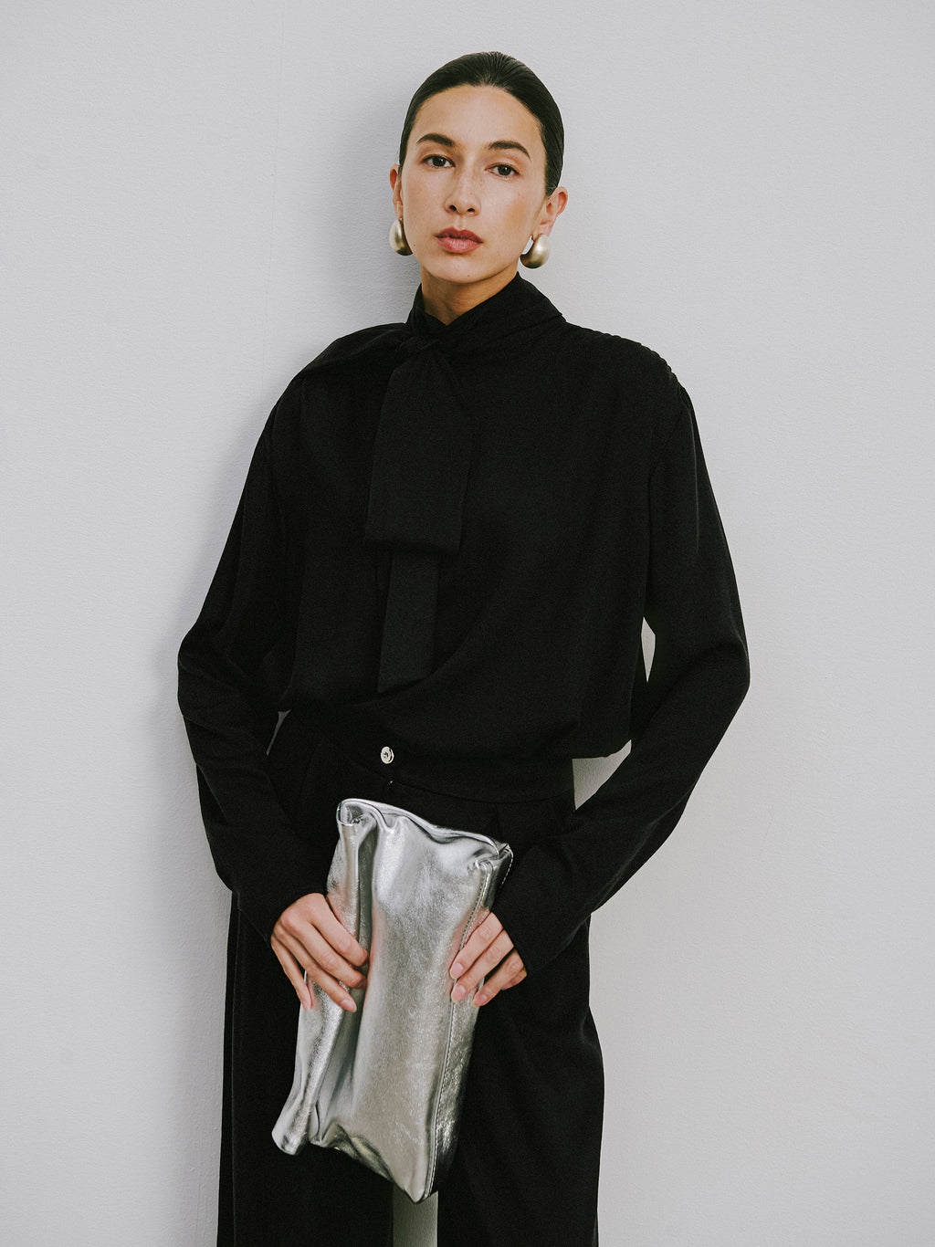 Draped Tie-Neck Top