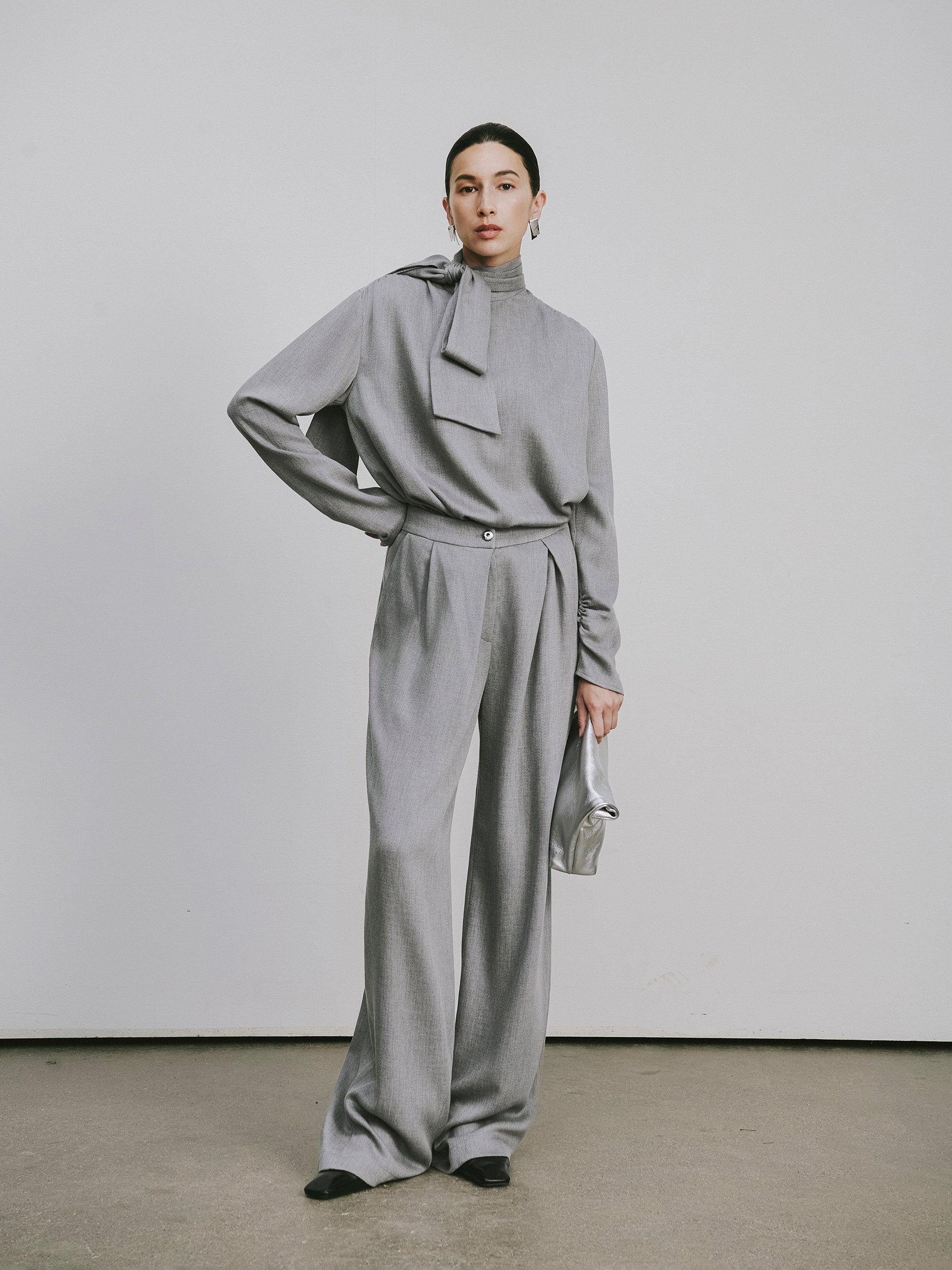 Draped Tie-Neck Top
