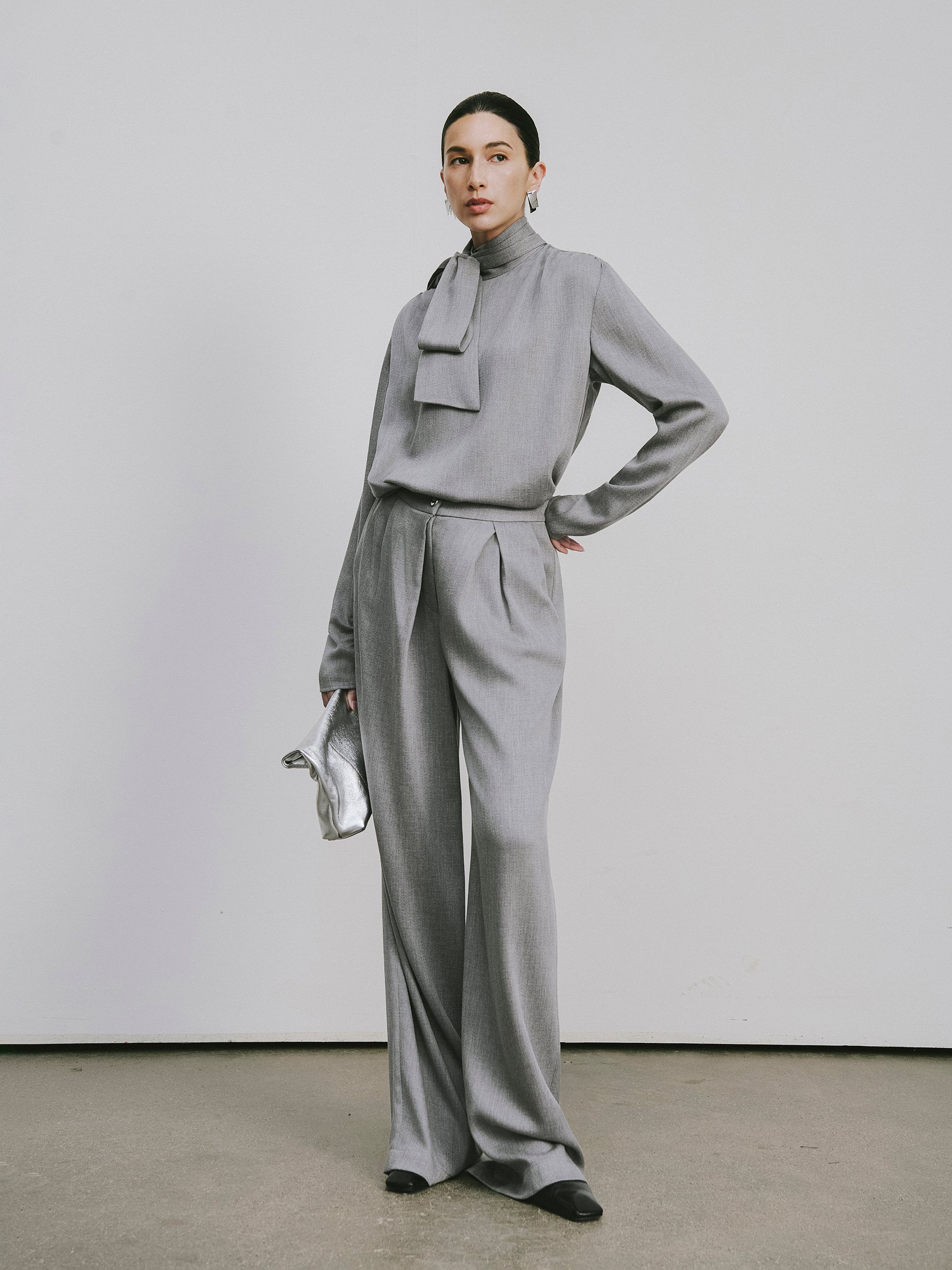 Wide-Leg Trousers with Fluid Drape