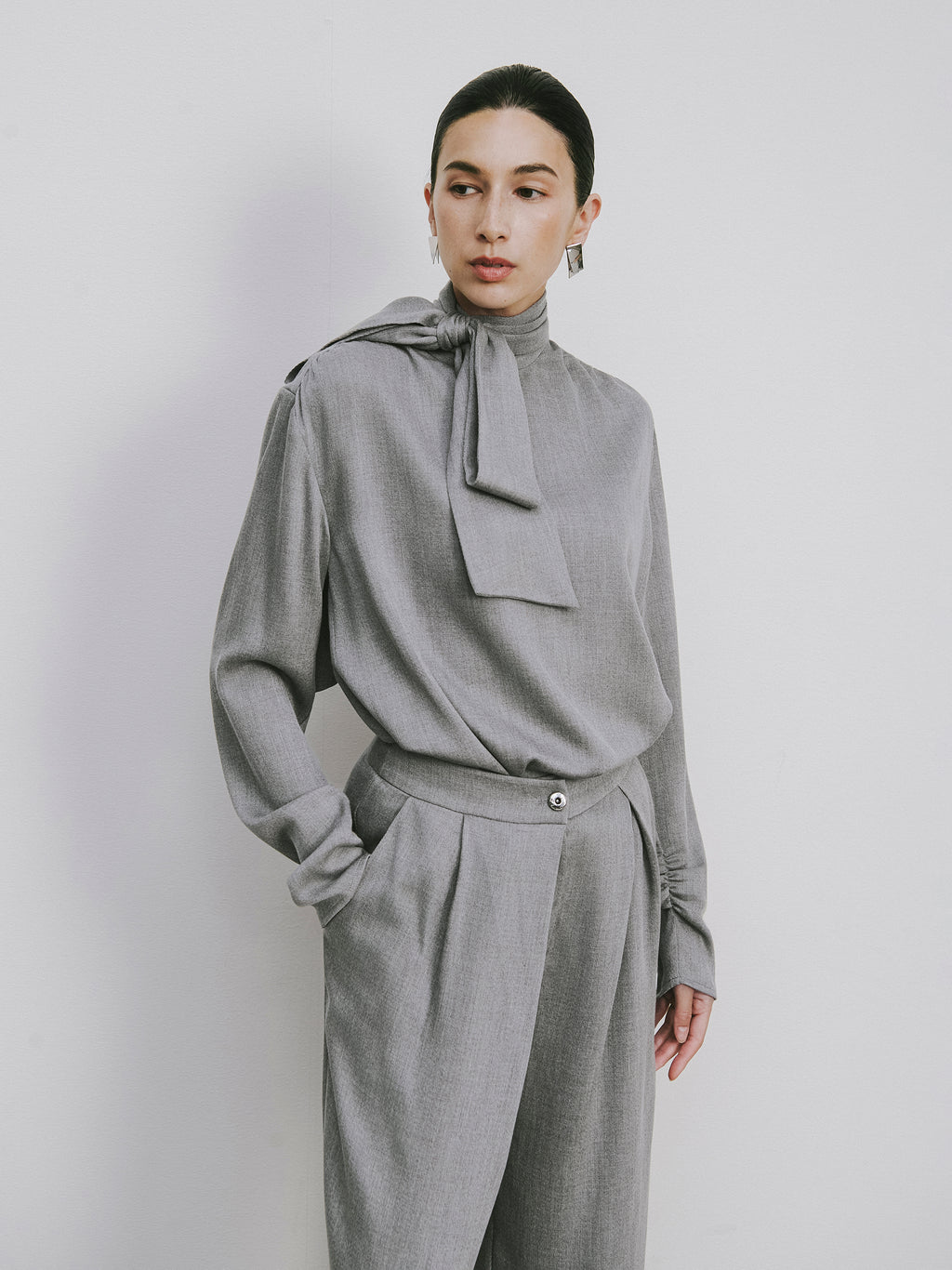 Draped Tie-Neck Top