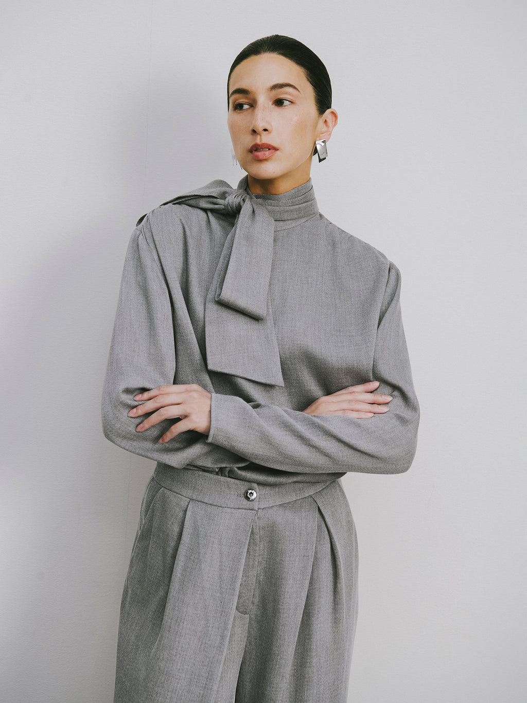 Draped Tie-Neck Top