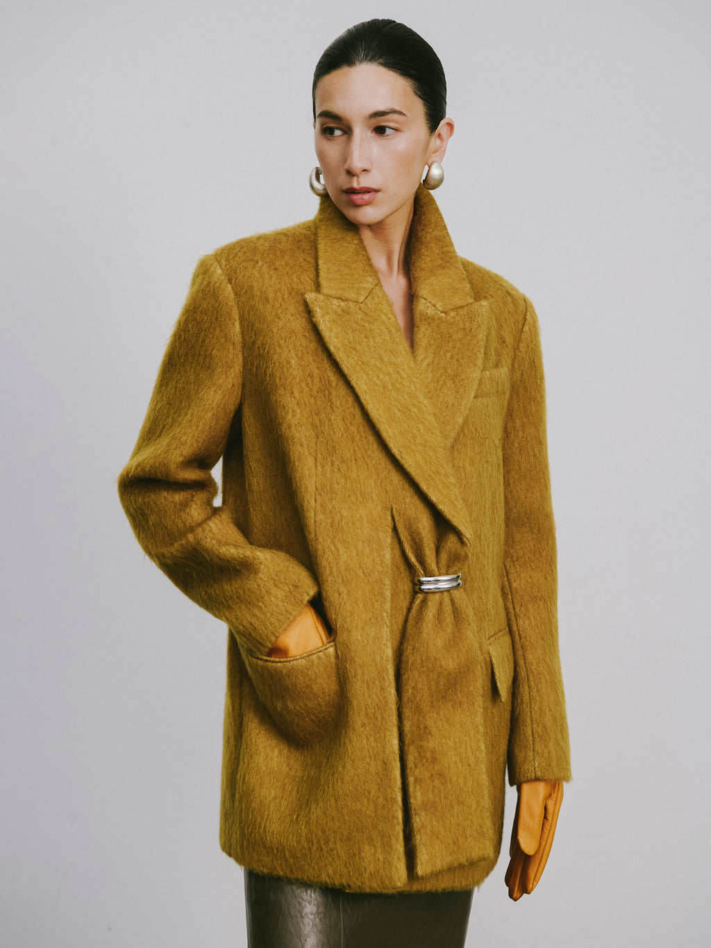 Wool-Blend Trench Coat with Alpaca Accent