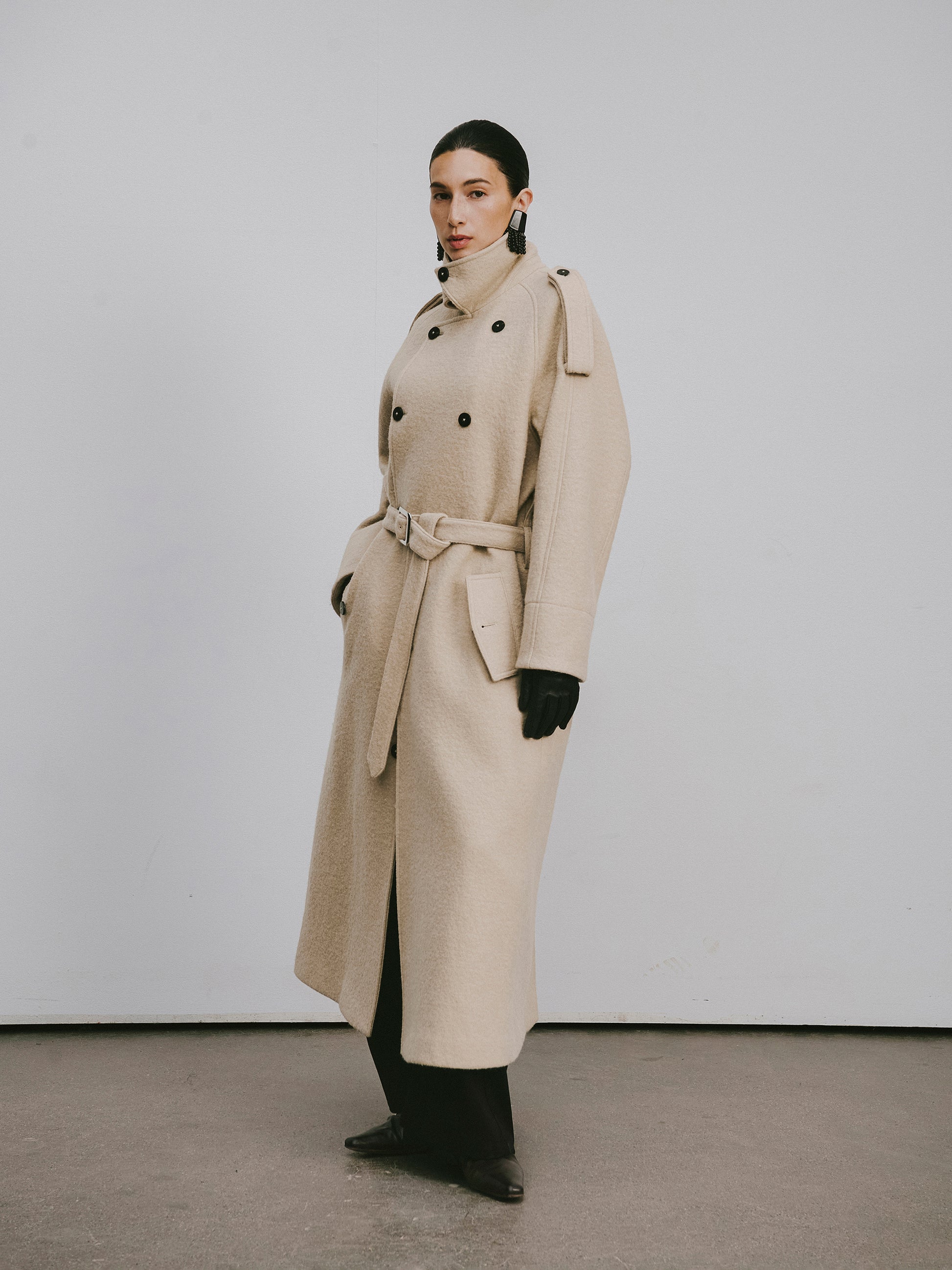 Dropped Shoulder Long Coat