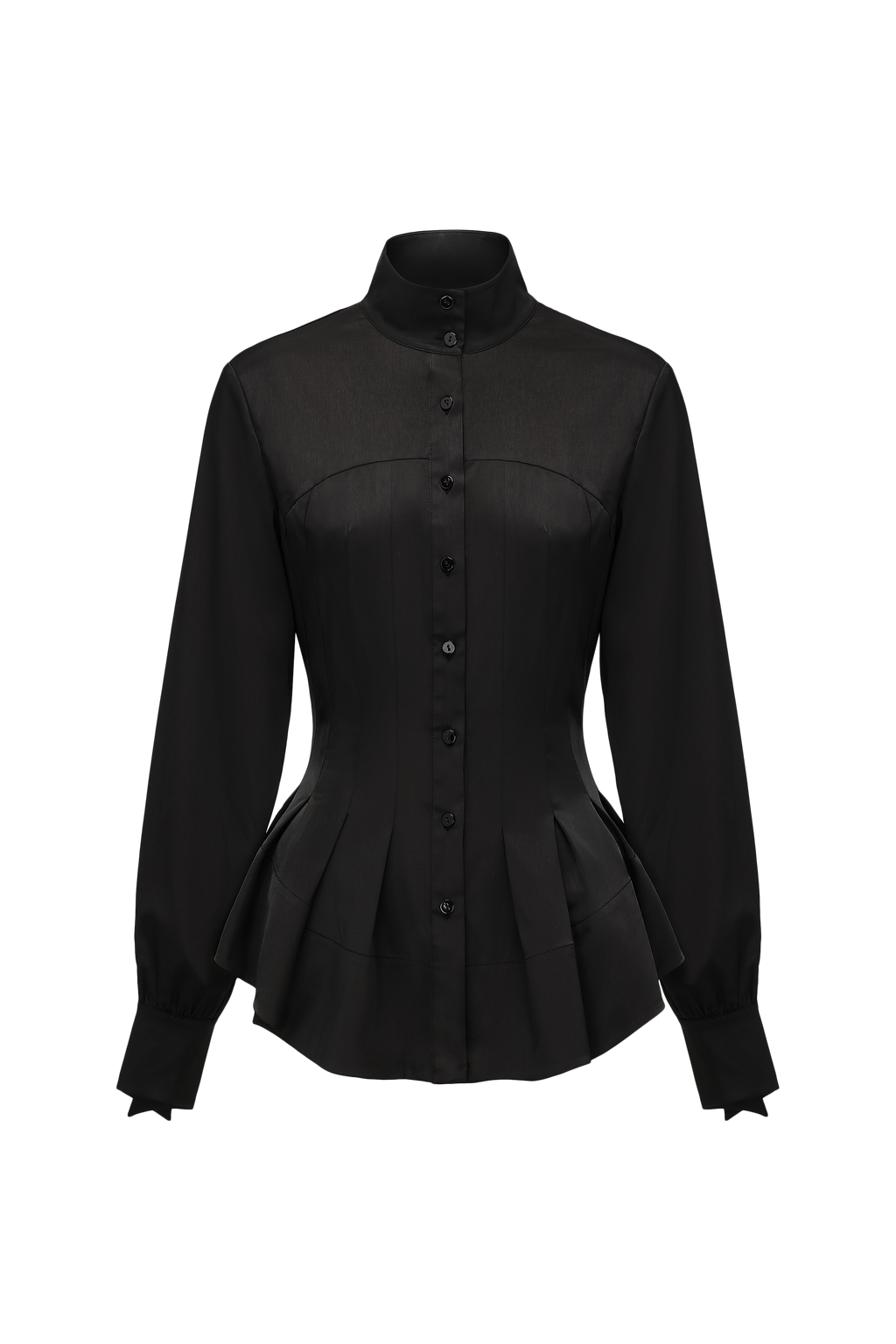 Stand Collar Peplum Hem Blouse