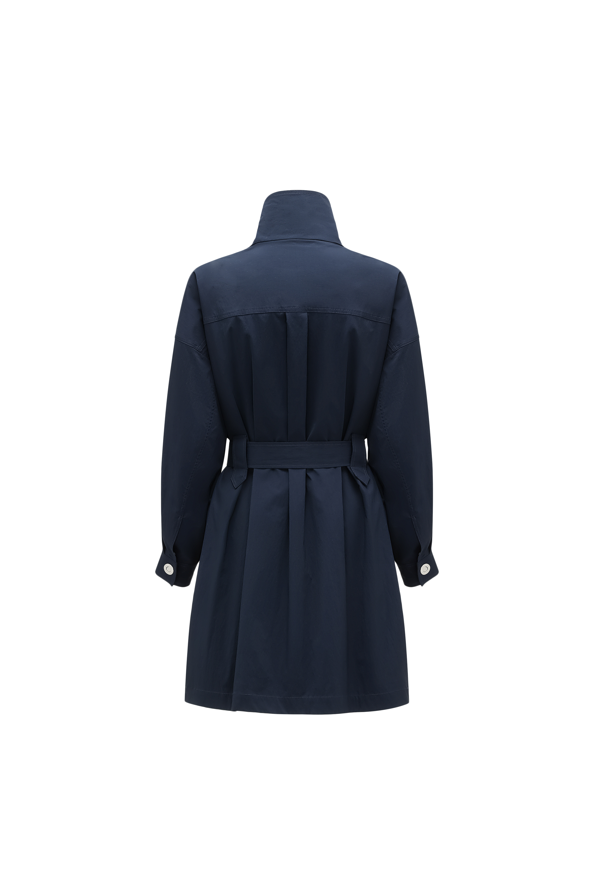 Magnetic-Closure High-Neck Trench Coat