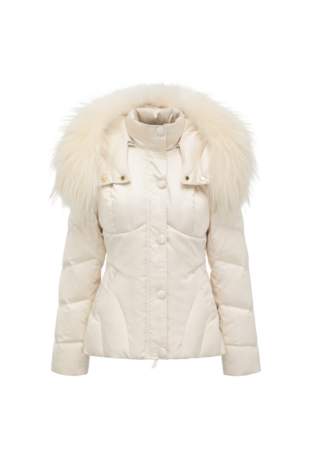 Fox Fur Hooded Fitted Down Jacket