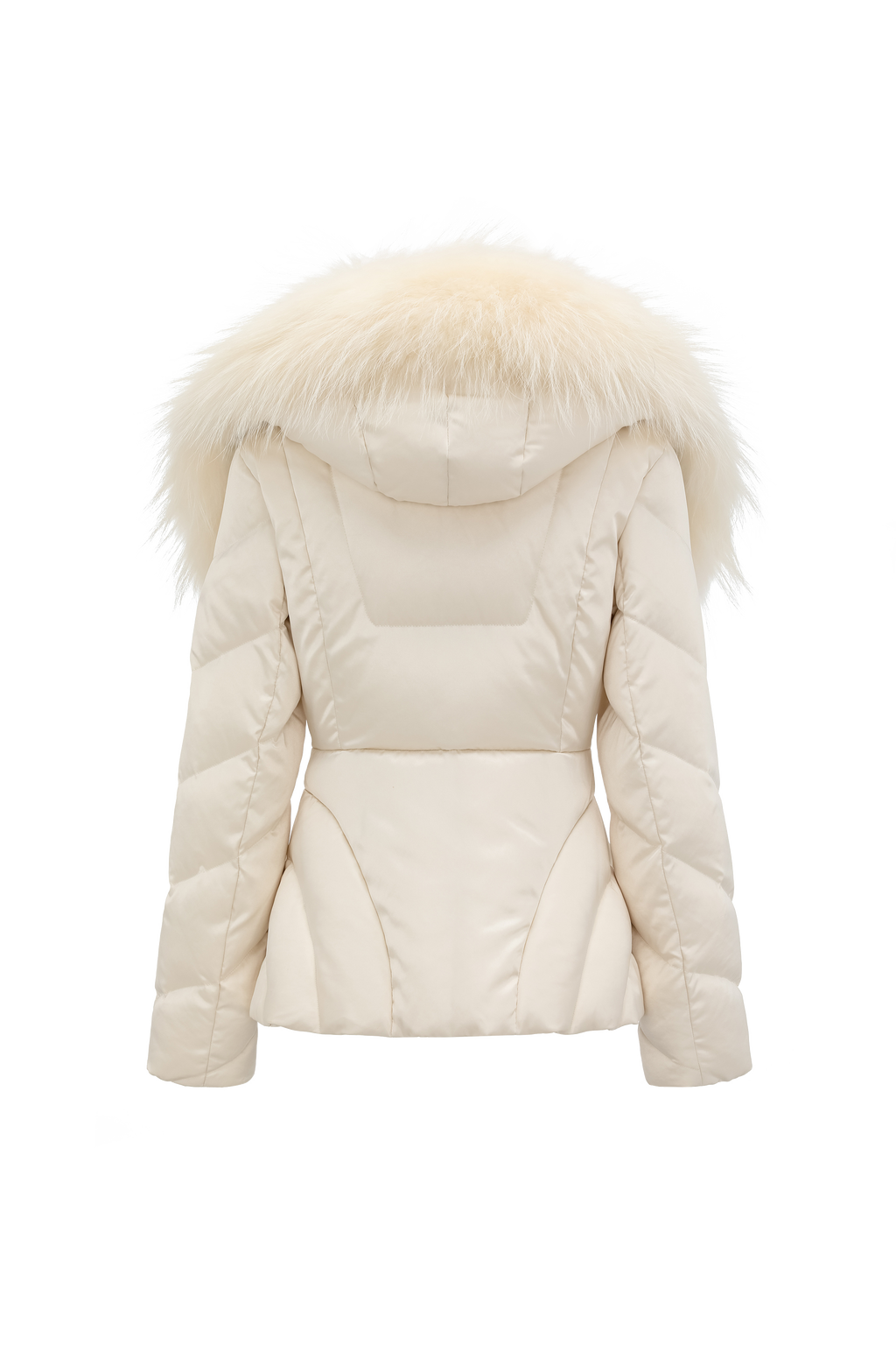 Fox Fur Hooded Fitted Down Jacket