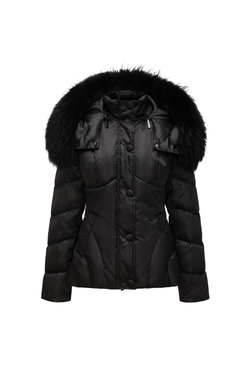 Fox Fur Hooded Fitted Down Jacket