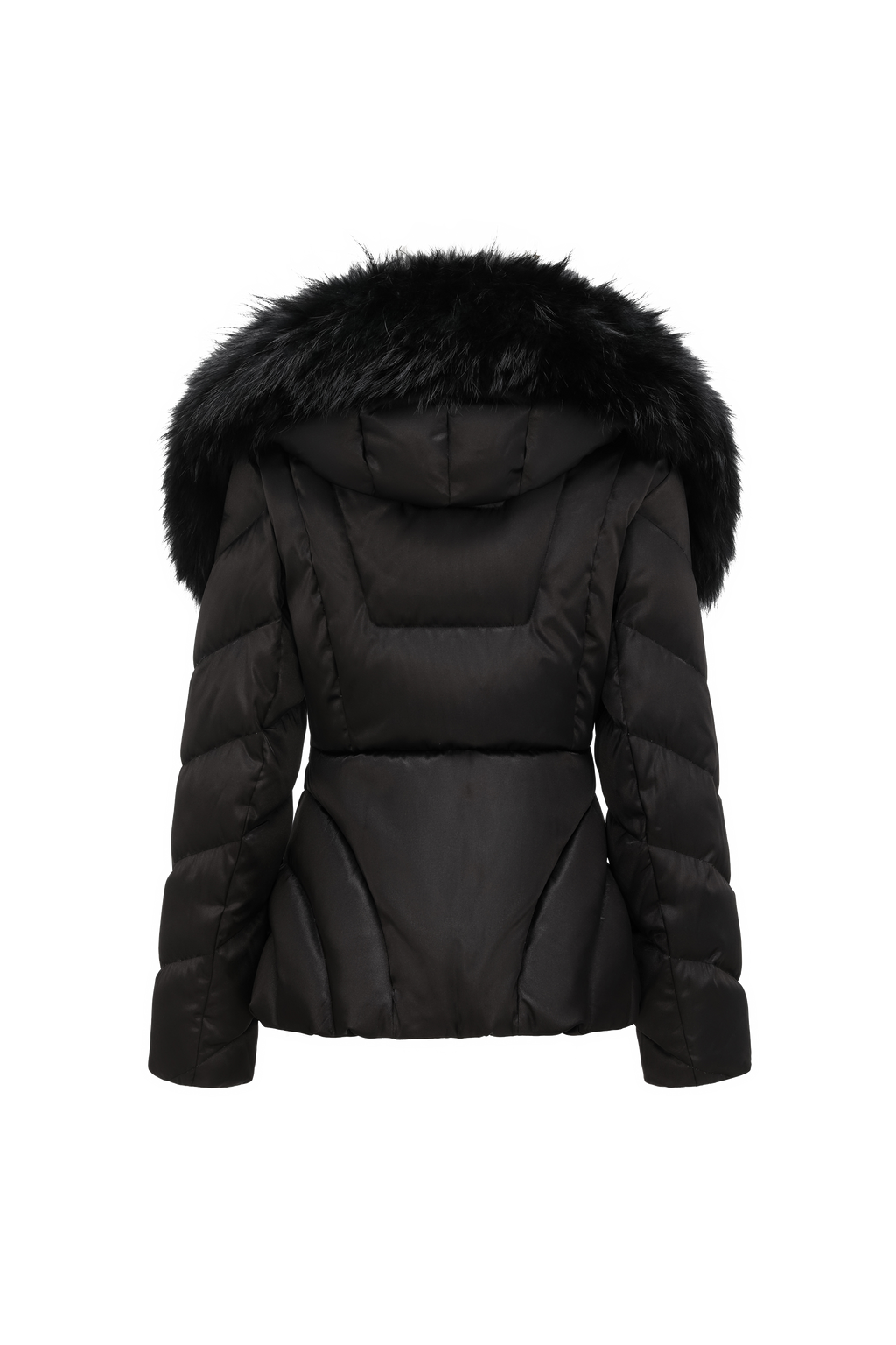 Fox Fur Hooded Fitted Down Jacket