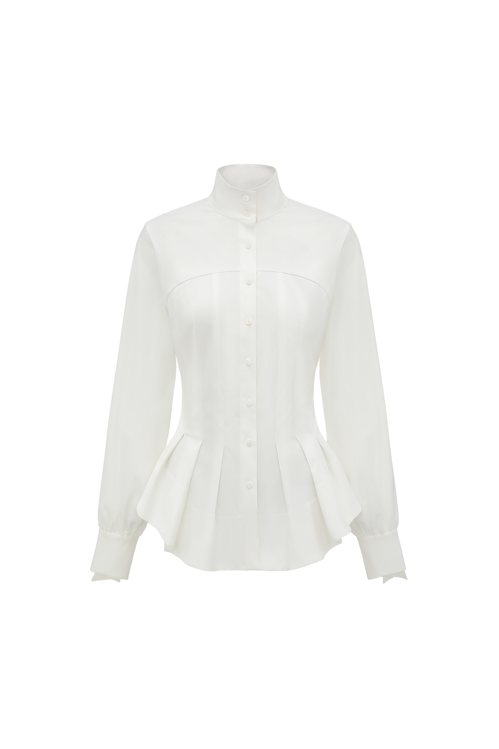 Stand Collar Peplum Hem Blouse