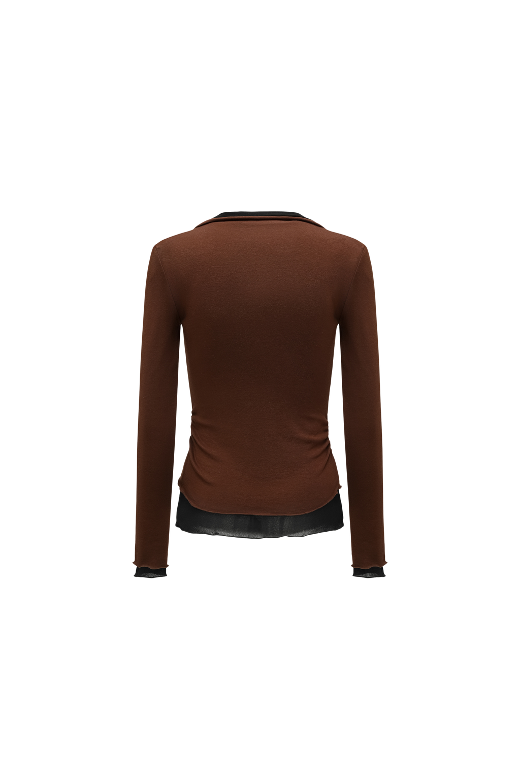 Color-Blocked Layered V-Neck Top (Fake Two-Piece)
