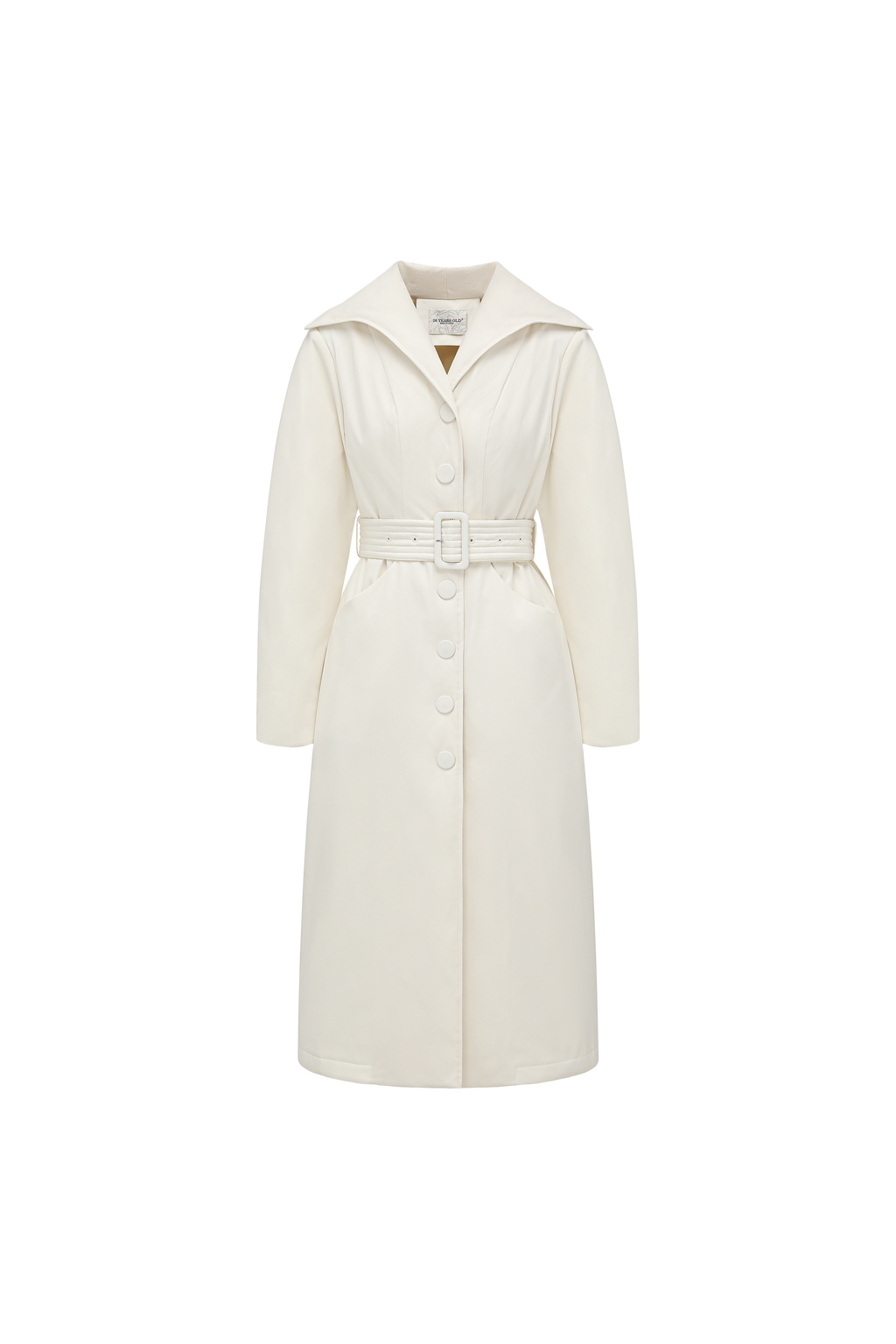 Minimalist Silhouette Long Line Down Coat with Sculpted Lapel and Defined Waist