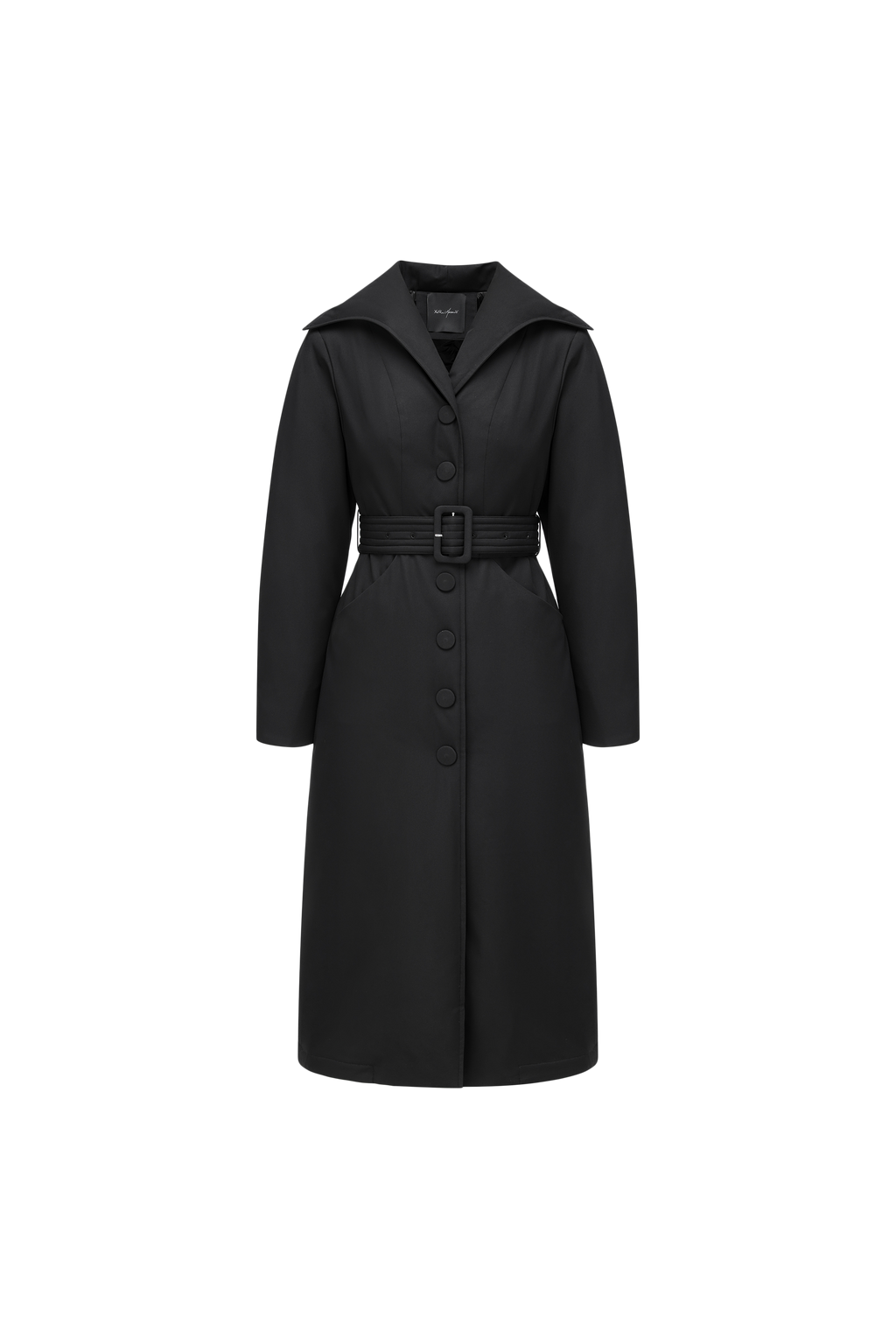 Minimalist Silhouette Long Line Down Coat with Sculpted Lapel and Defined Waist