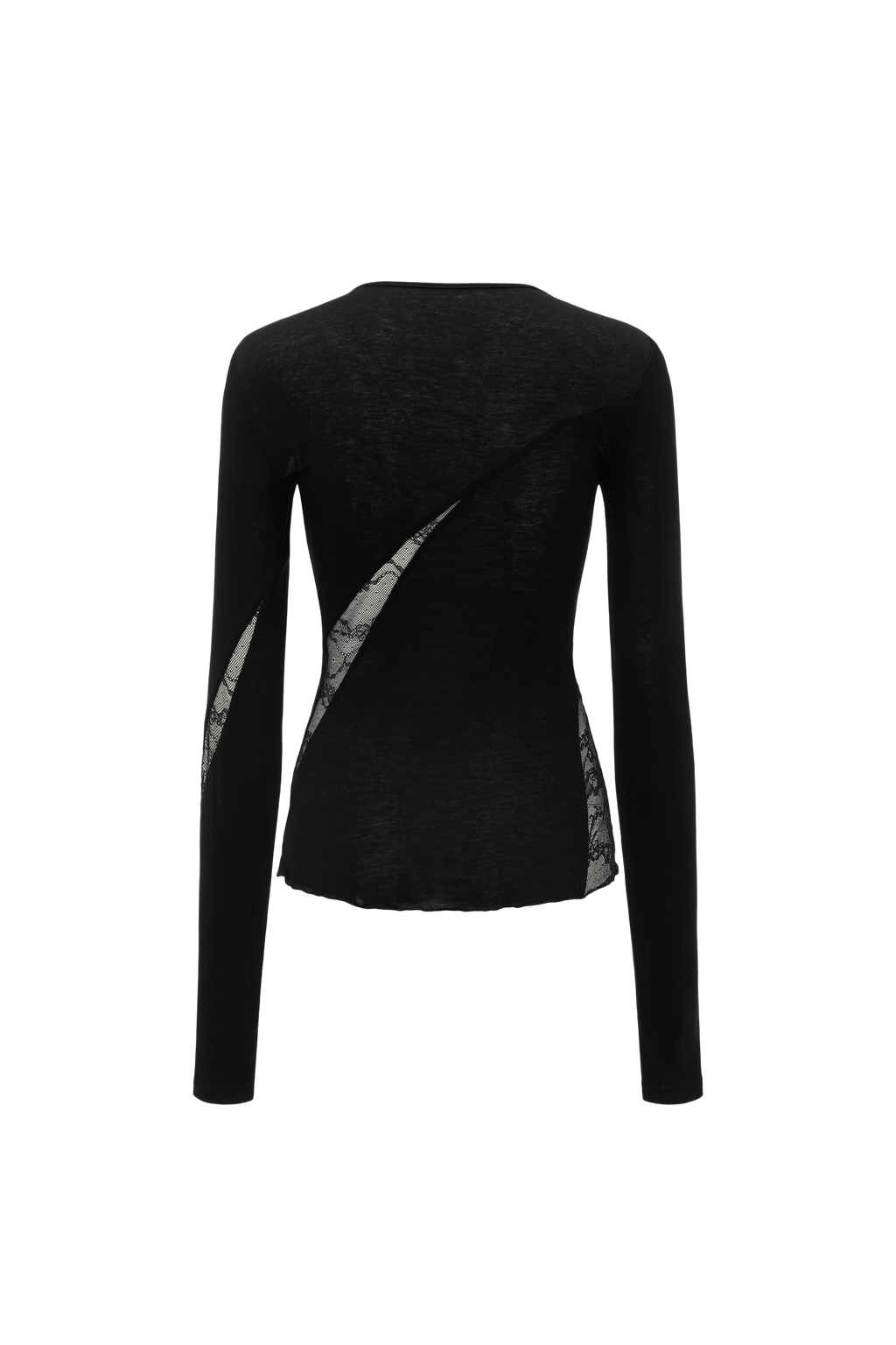 Round-Neck Top with Contrast Lace Insets
