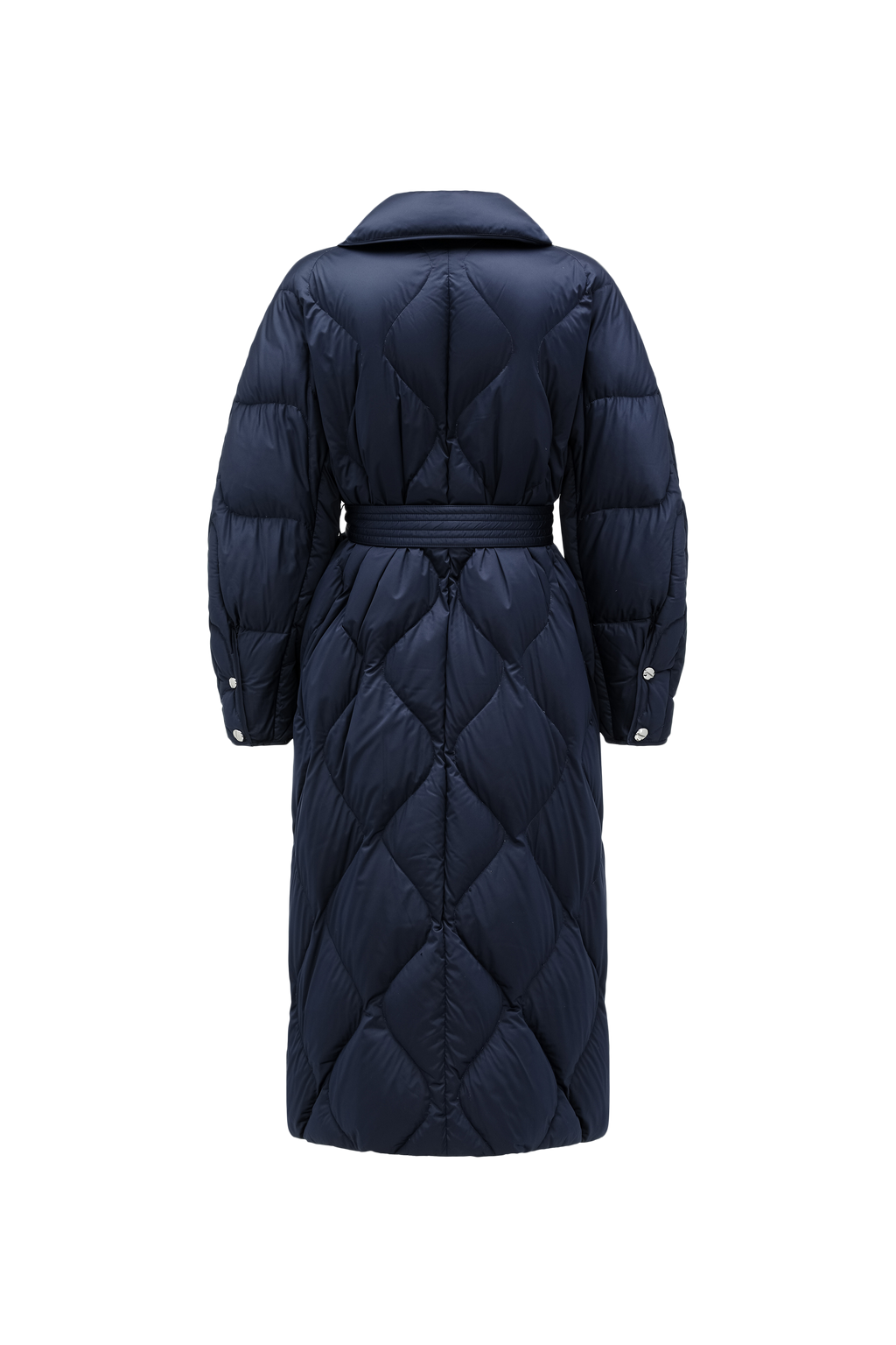 Voluminous Scimitar-Sleeve Long Down Coat