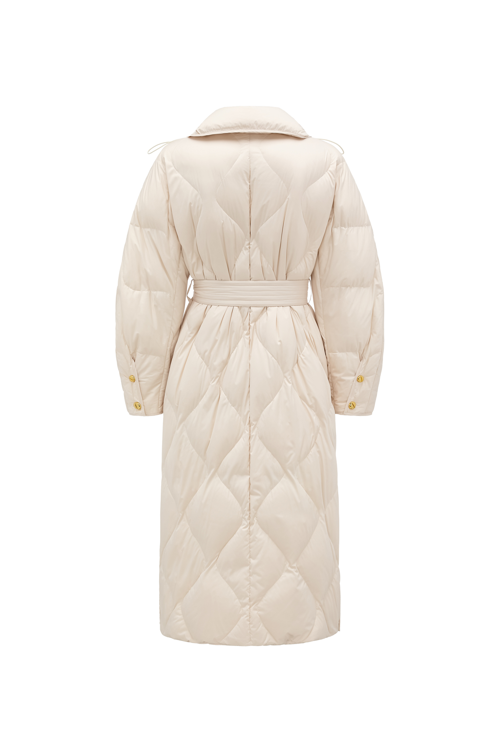 Voluminous Scimitar-Sleeve Long Down Coat