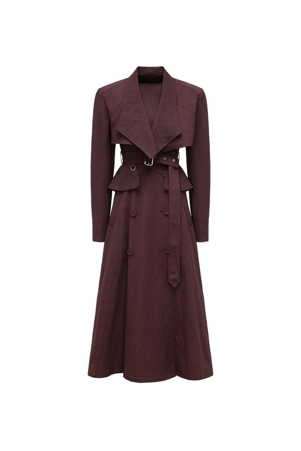 Two-Piece Trench Dress Set (Cropped Jacket + Sleeveless Round-Neck Dress)