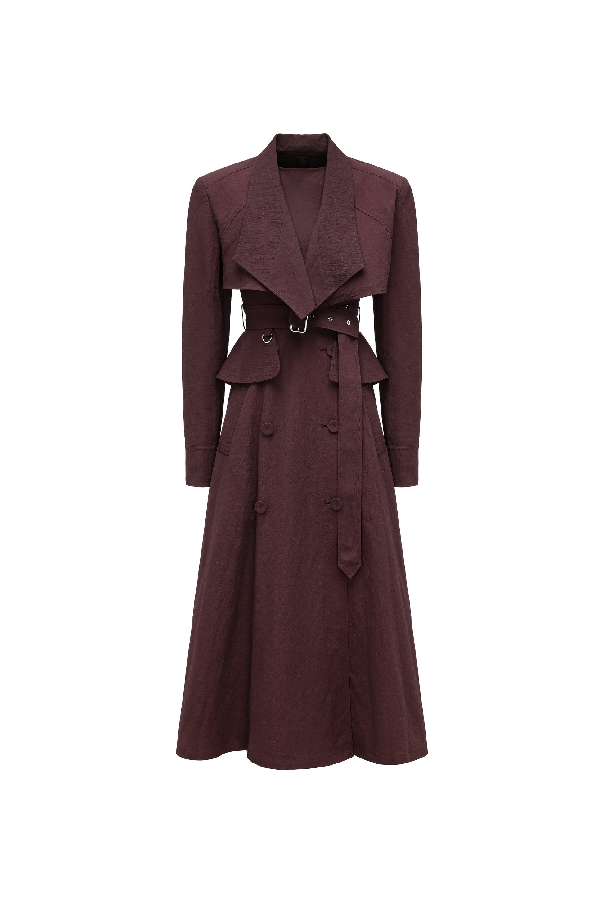 Two-Piece Trench Dress Set (Cropped Jacket + Sleeveless Round-Neck Dress)