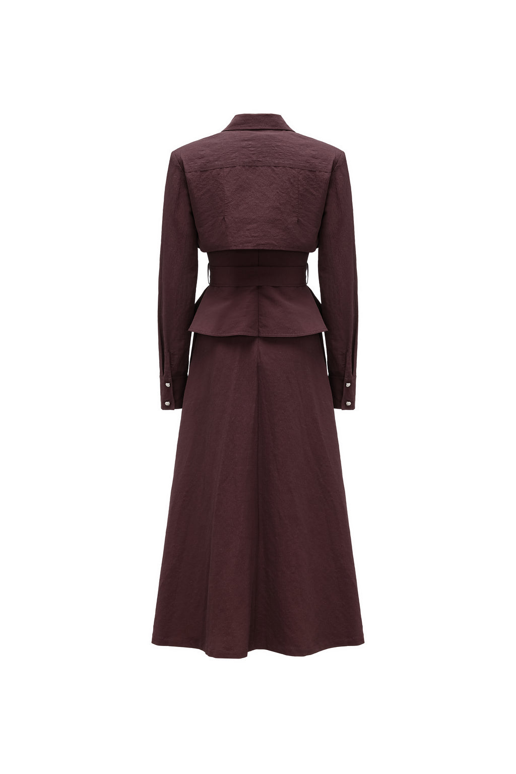 Two-Piece Trench Dress Set (Cropped Jacket + Sleeveless Round-Neck Dress)