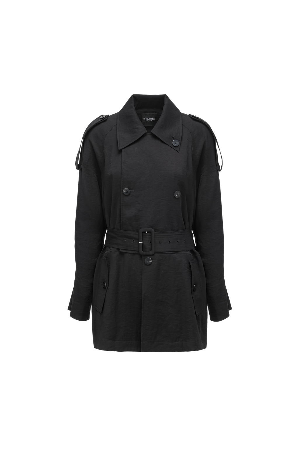 Textured Raglan-Sleeve Trench Coat with Organic Draping