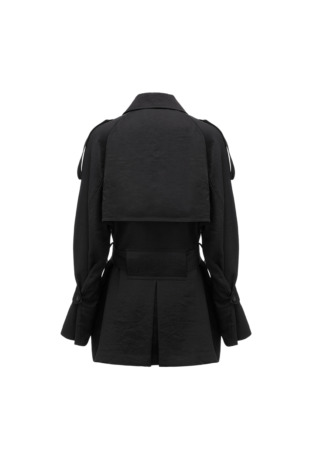 Textured Raglan-Sleeve Trench Coat with Organic Draping