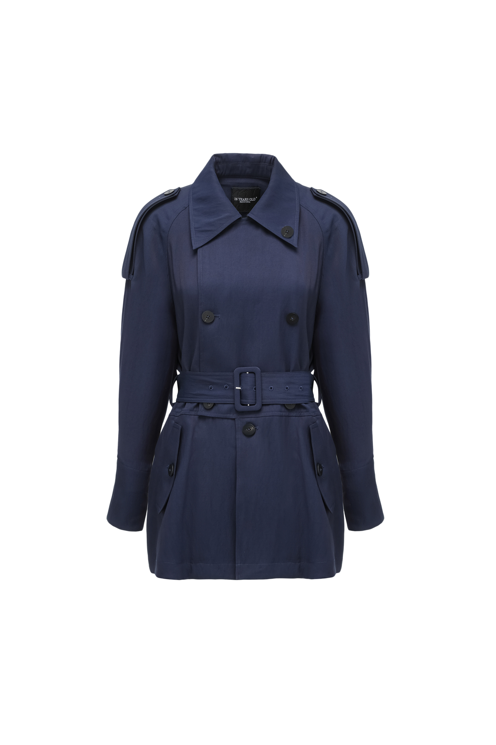 Textured Raglan-Sleeve Trench Coat with Organic Draping