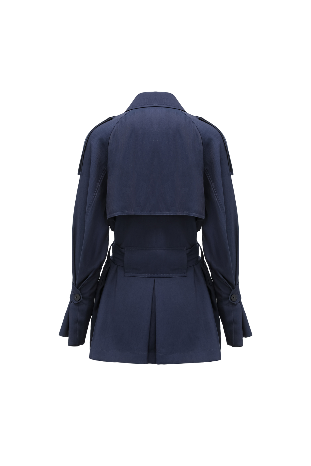 Textured Raglan-Sleeve Trench Coat with Organic Draping