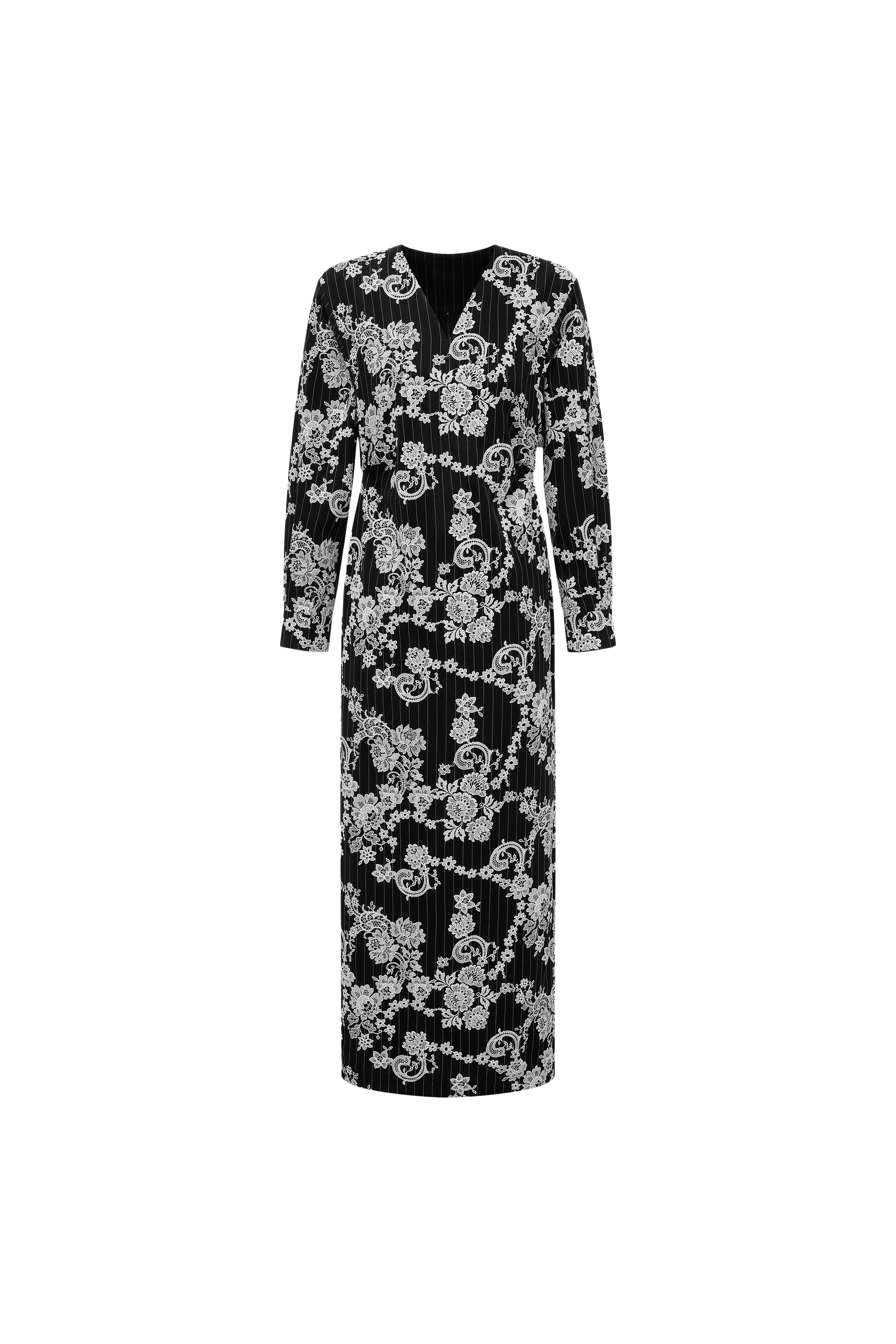 V-Neck Dress with Subtle Raised Print