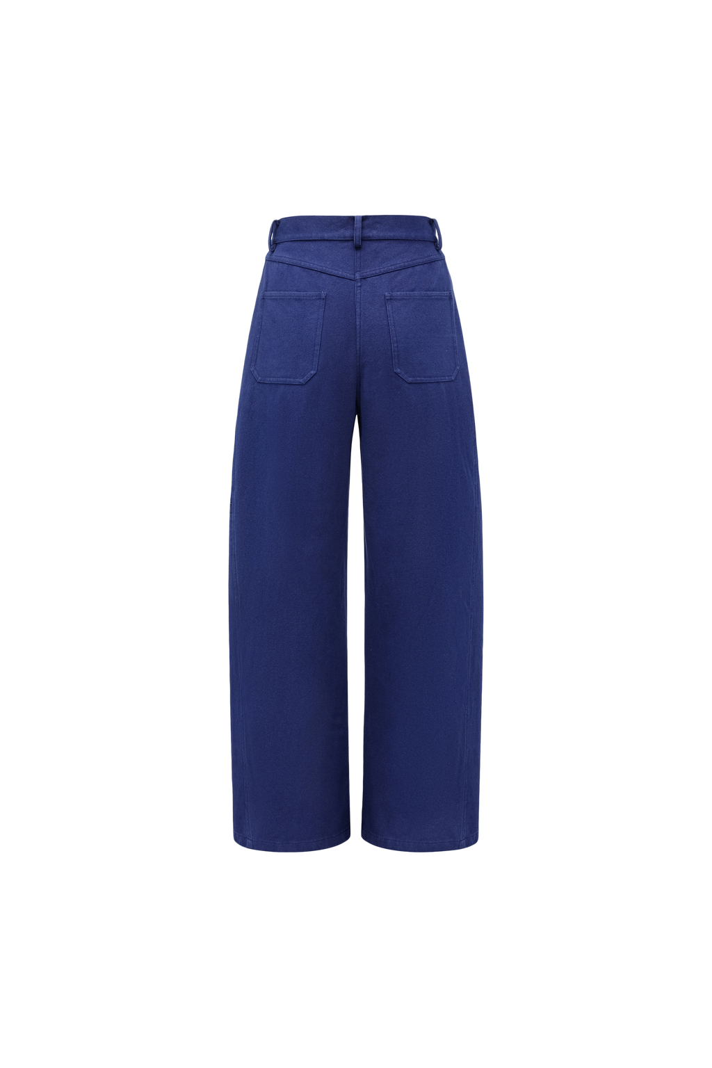 High-Rise Curved Hem Denim Pants