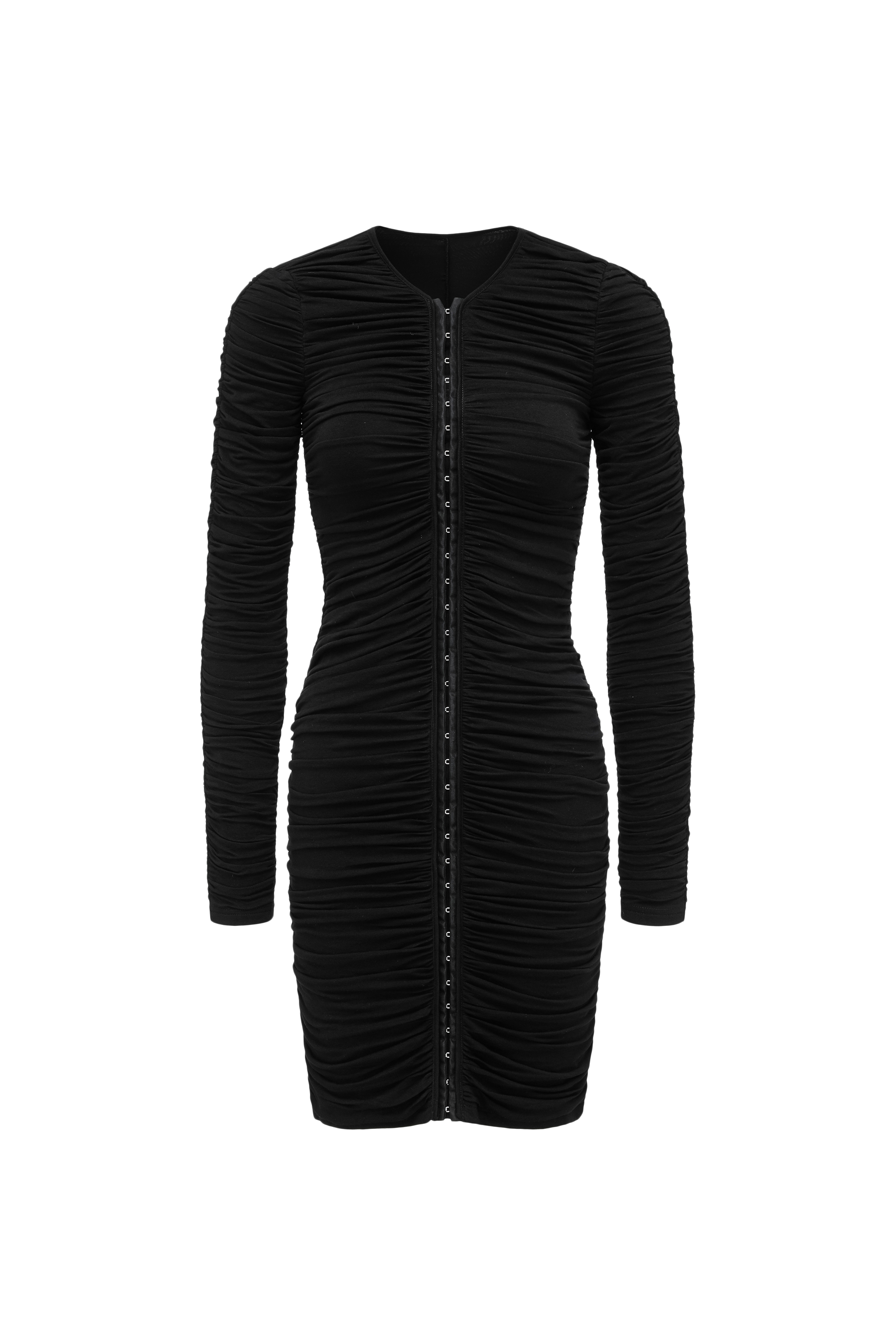 Full-Smocked V-Neck Dress with Hidden Hook Closure