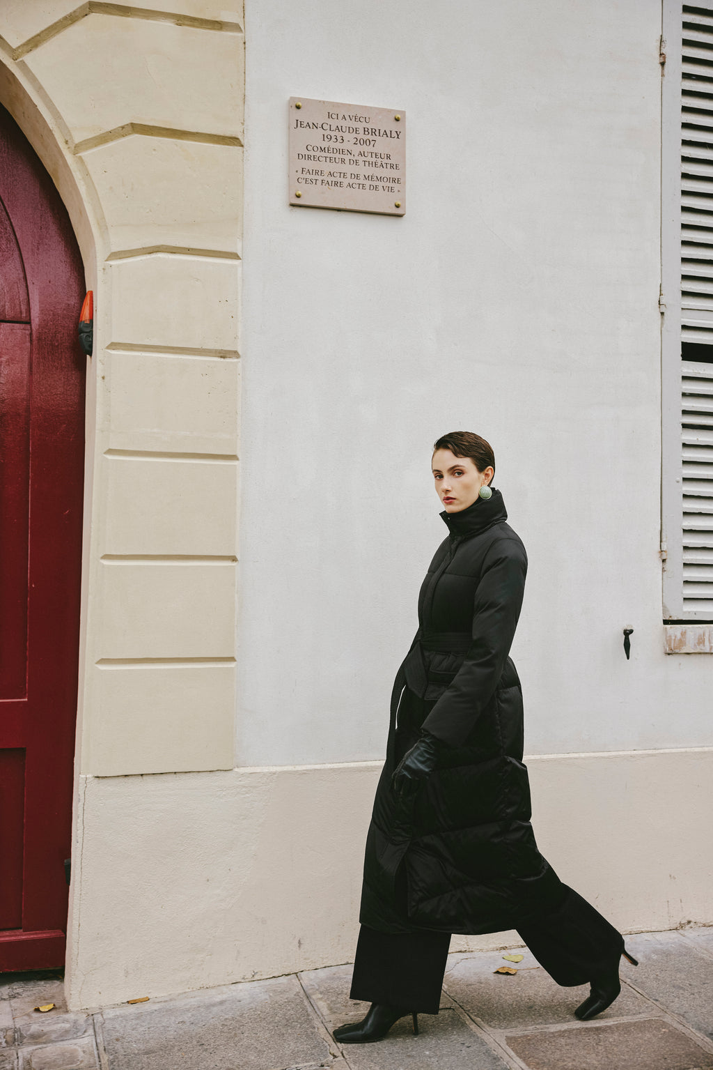 Stand-Collar Tied Long Down Coat