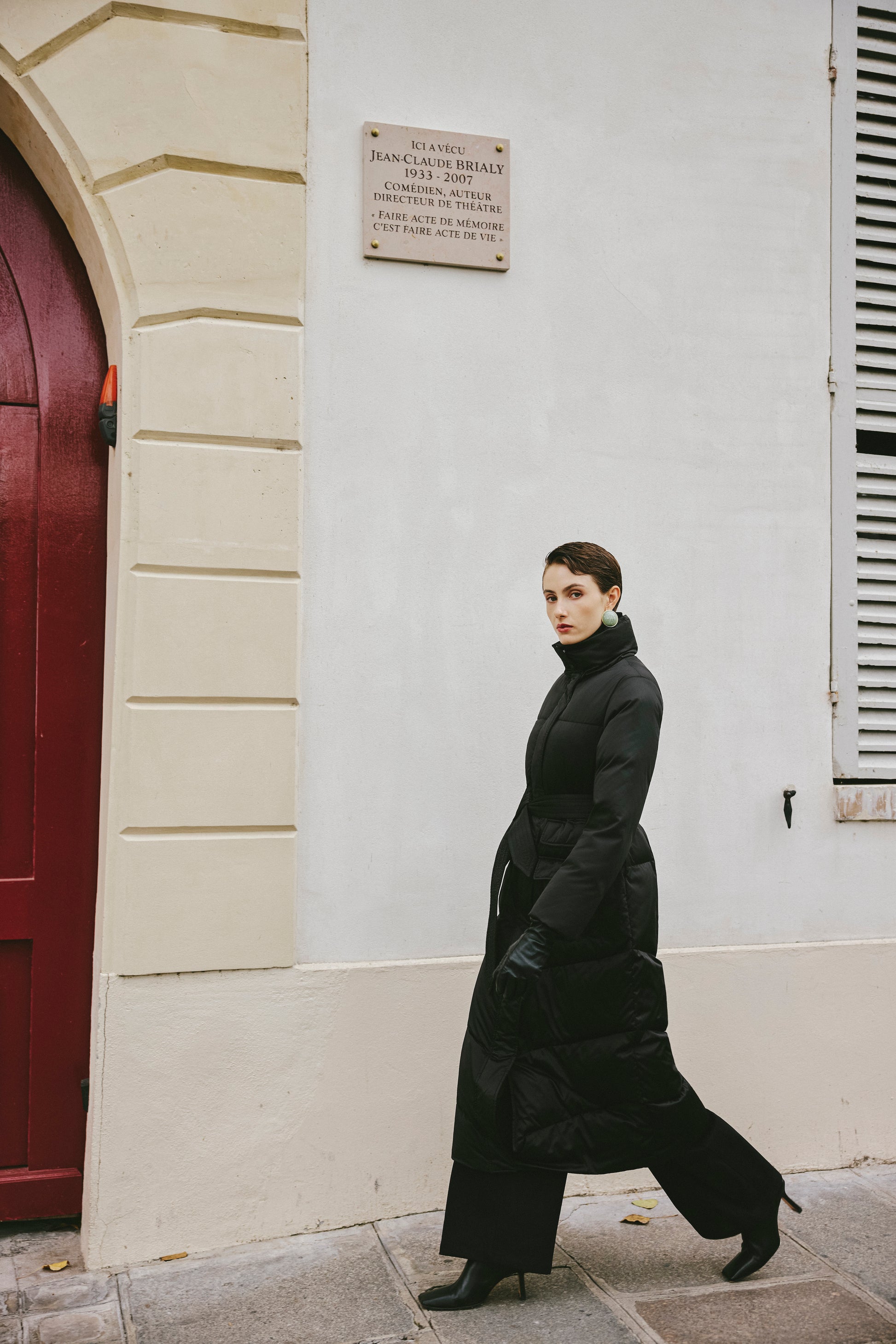 Stand-Collar Tied Long Down Coat