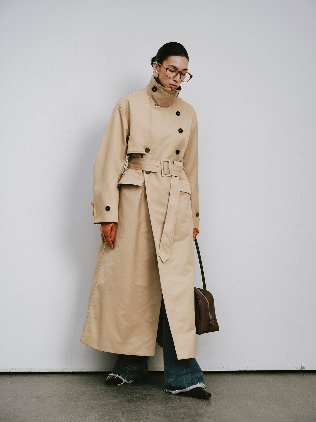 Dropped-Shoulder Trench Coat