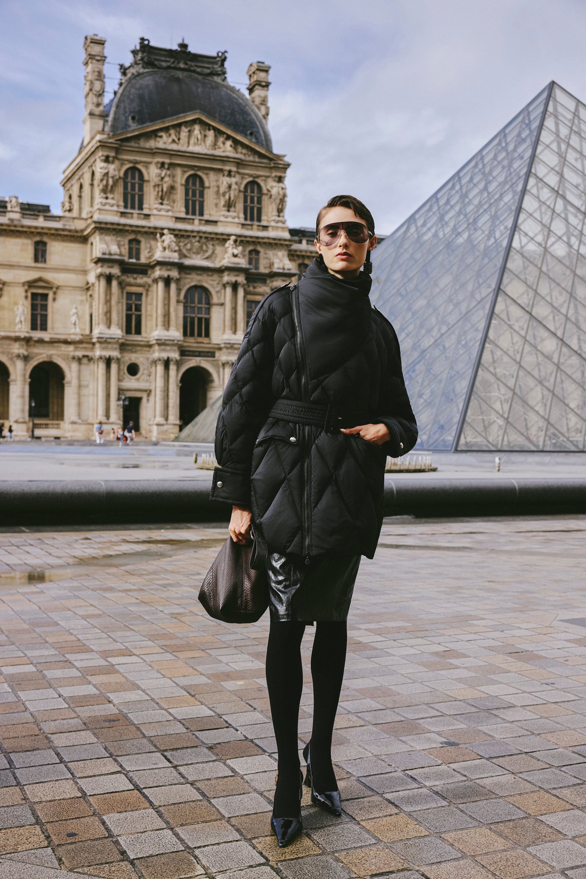 Deconstructed Asymmetric Zip Puffer with Dropped Shoulder and Lantern Sleeves