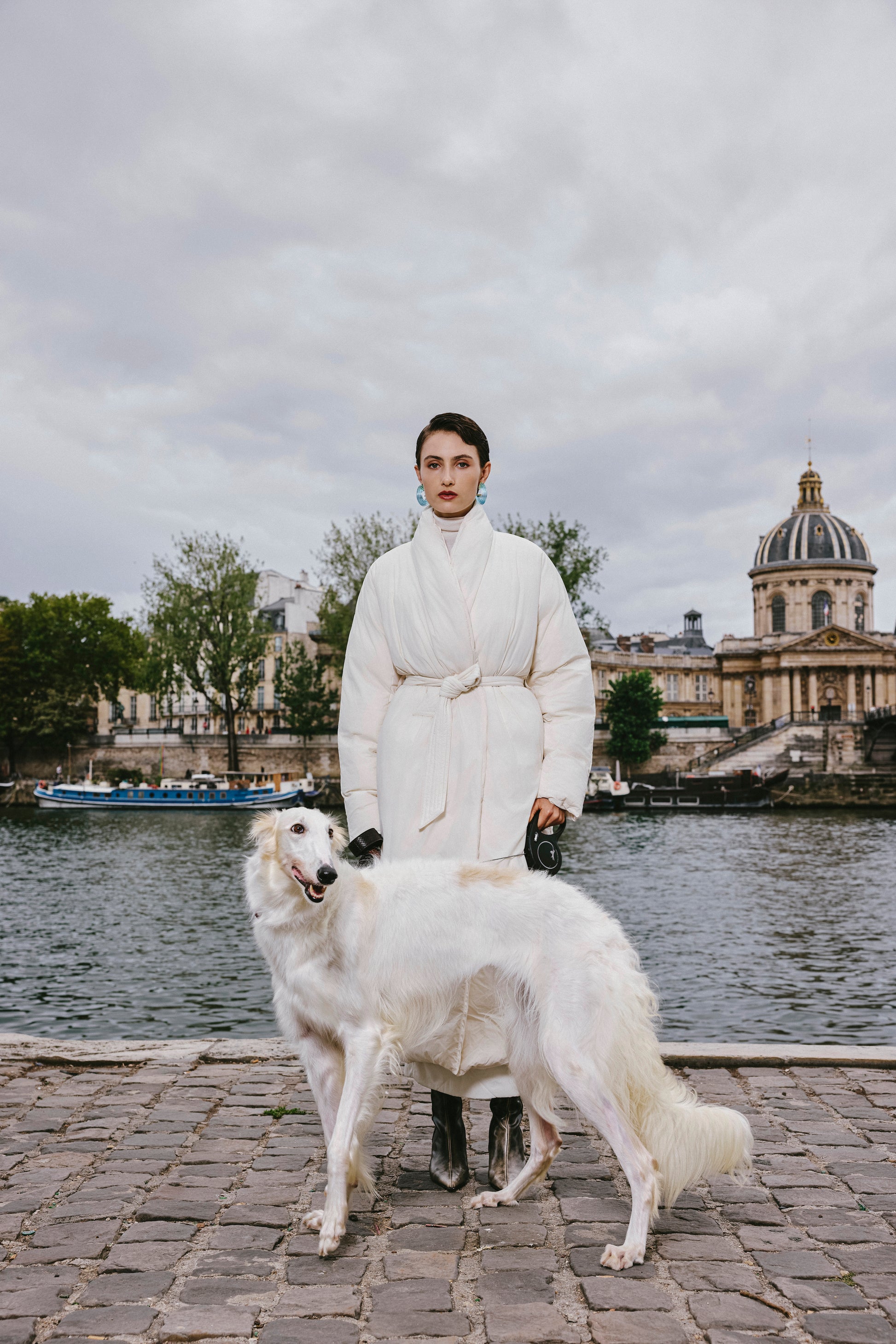 Robe-Style Long White Goose Down Coat