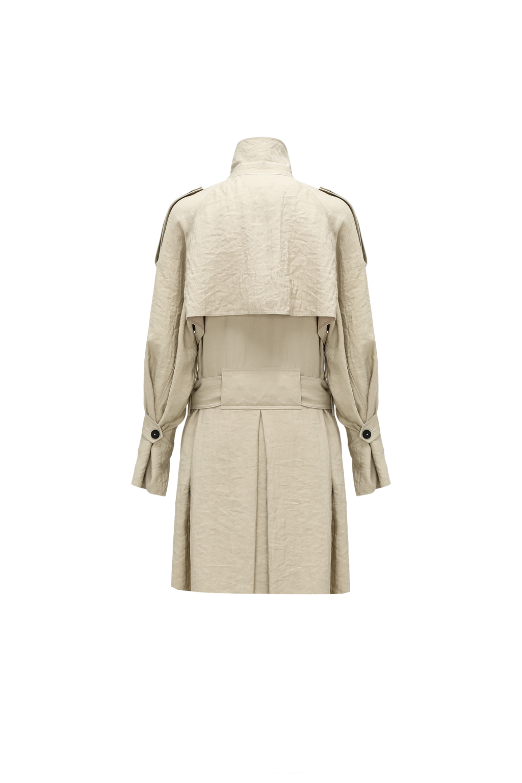 Textured Raglan-Sleeve Trench Coat with Organic Draping