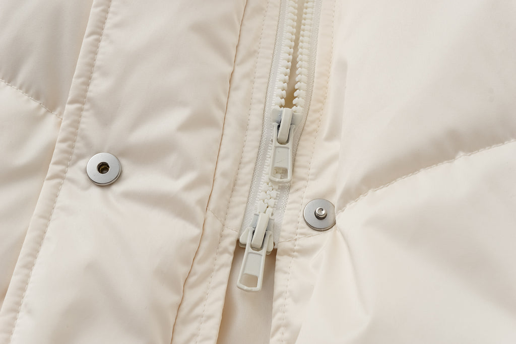 Stand-Collar Tied Long Down Coat