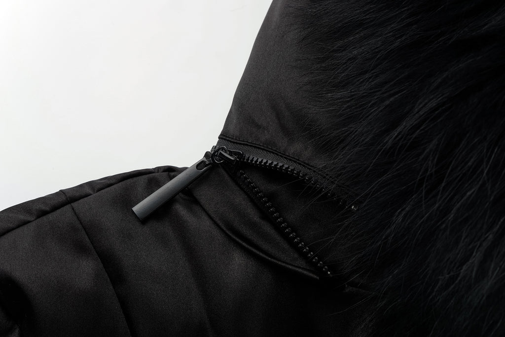 Fox Fur Hooded Fitted Down Jacket