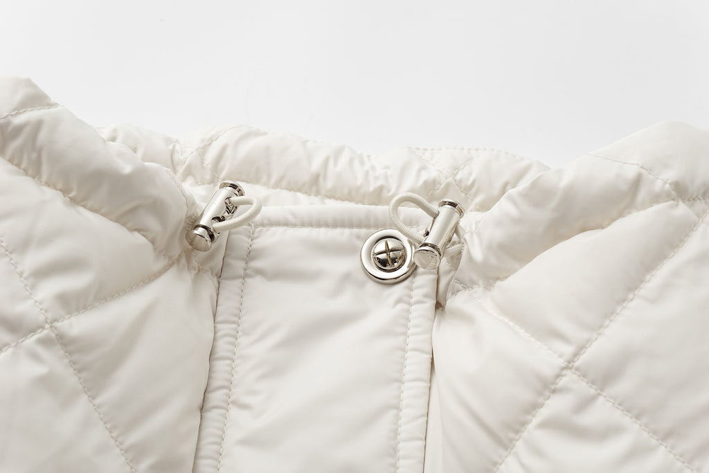 Diamond-Quilted Stand-Collar Down Jacket