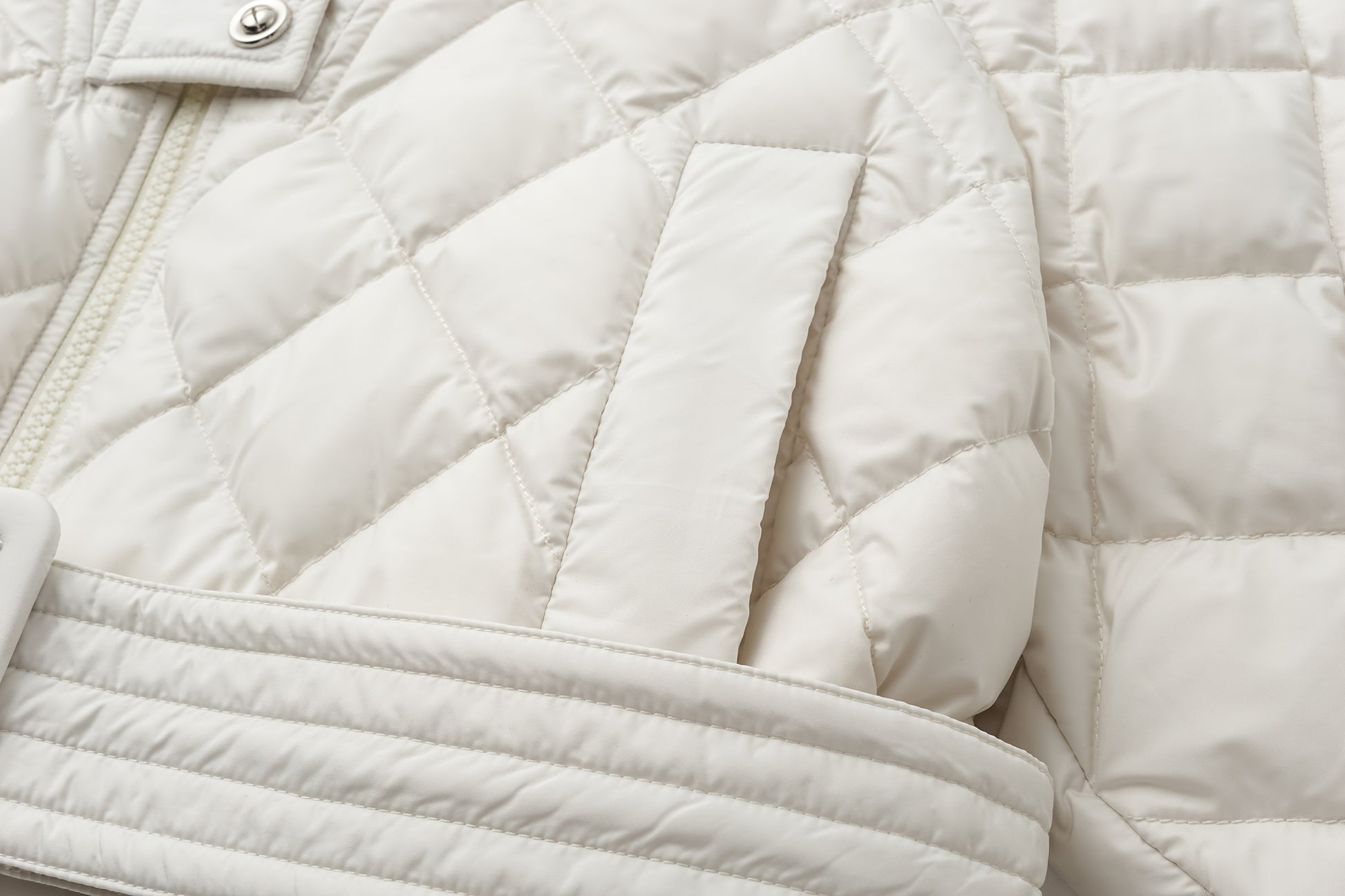 Diamond-Quilted Stand-Collar Down Jacket