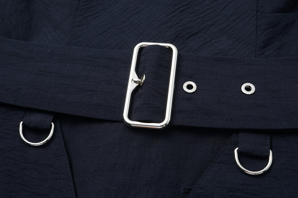 Two-Piece Trench Dress Set (Cropped Jacket + Sleeveless Round-Neck Dress)