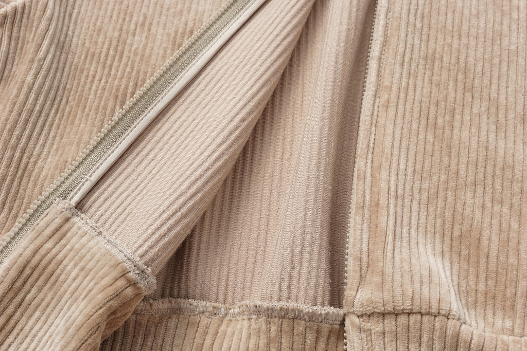 High-Neck Two-Way Zip Corduroy Track Jacket