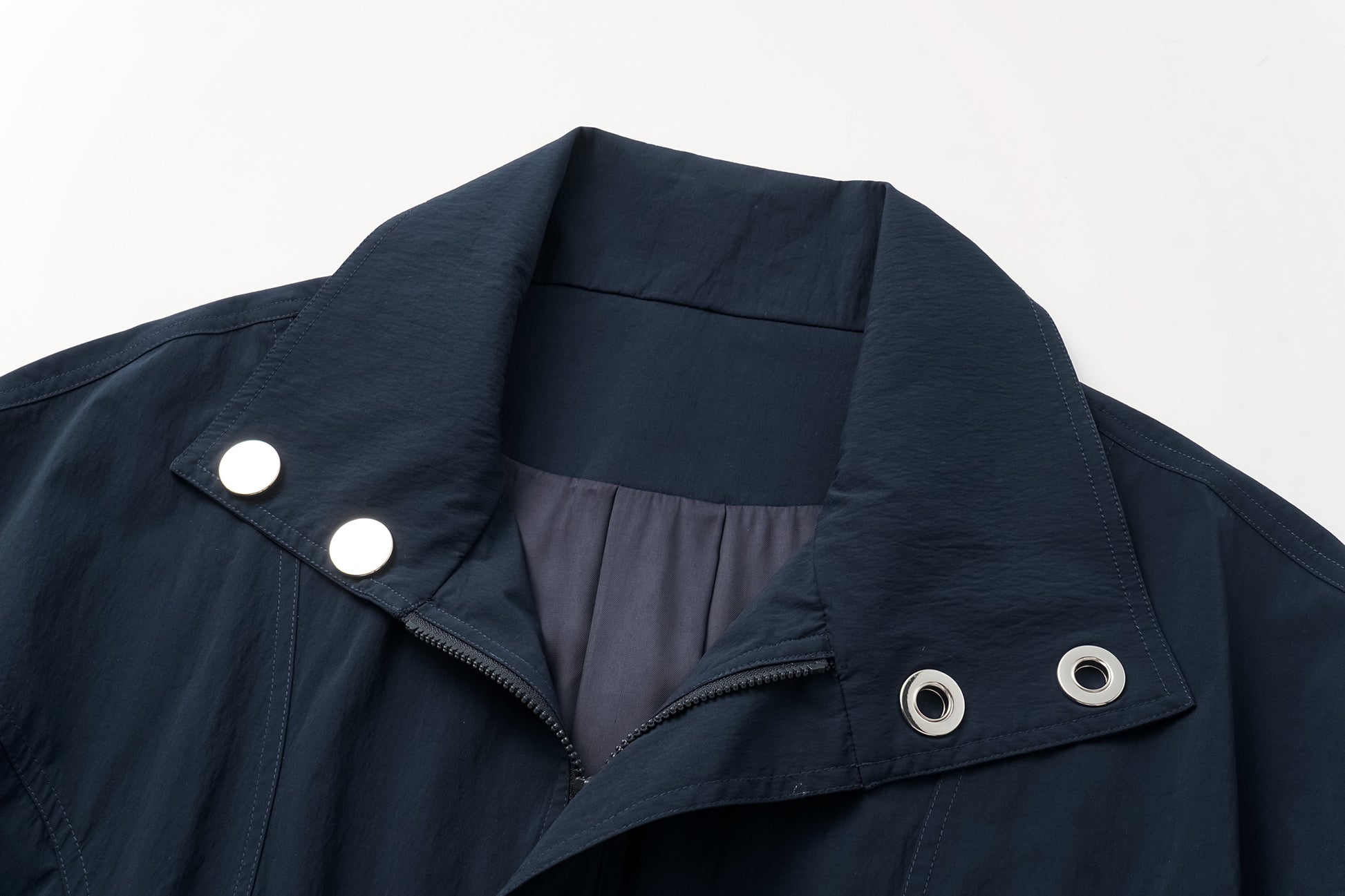 Magnetic-Closure High-Neck Trench Coat