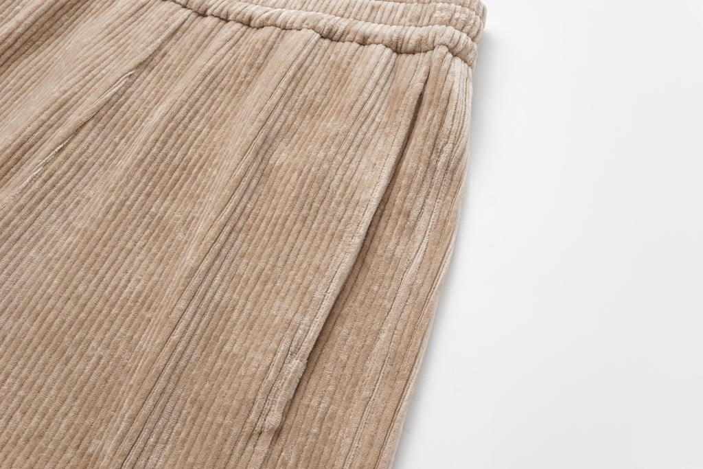 Curved Hem Corduroy Sweatpants